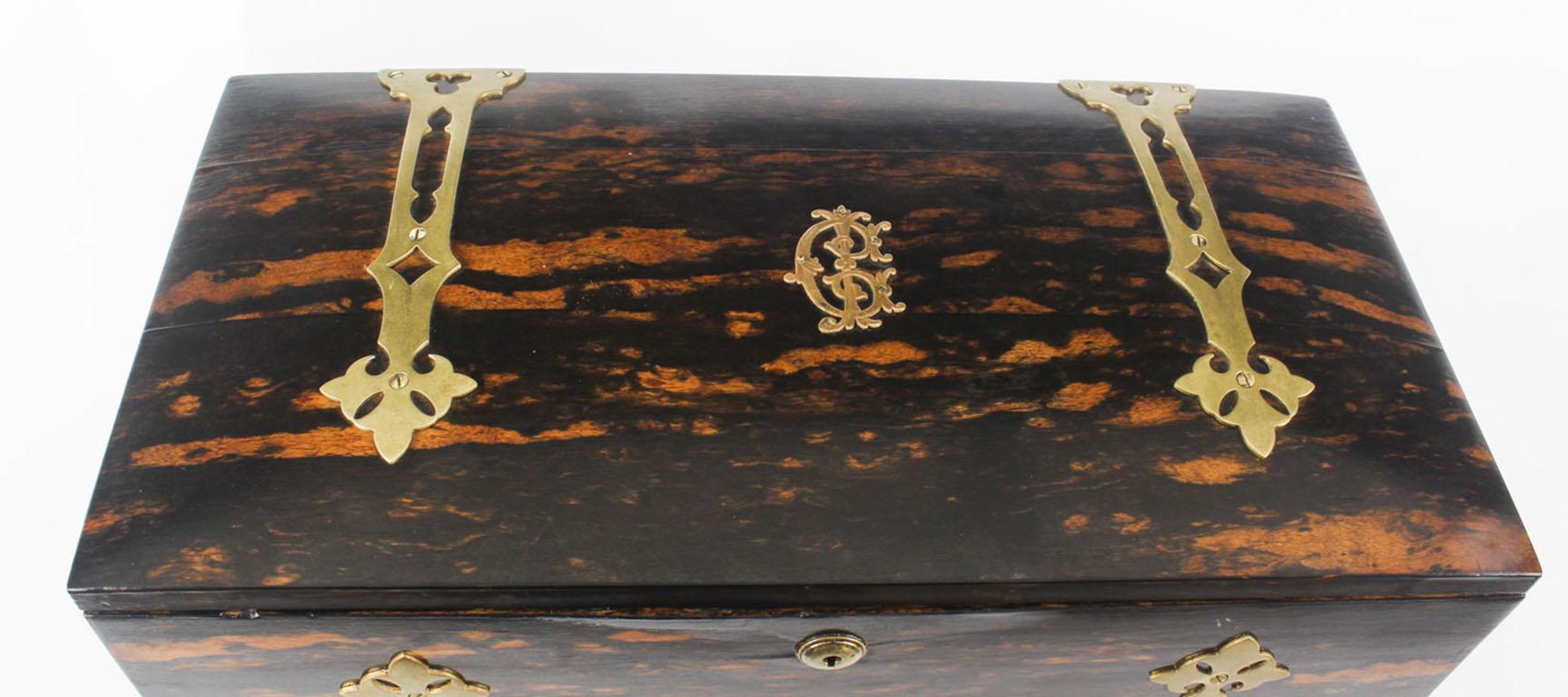 Late 19th Century Antique Coromandel Gothic Revival Travelling Writing Box, 19th Century