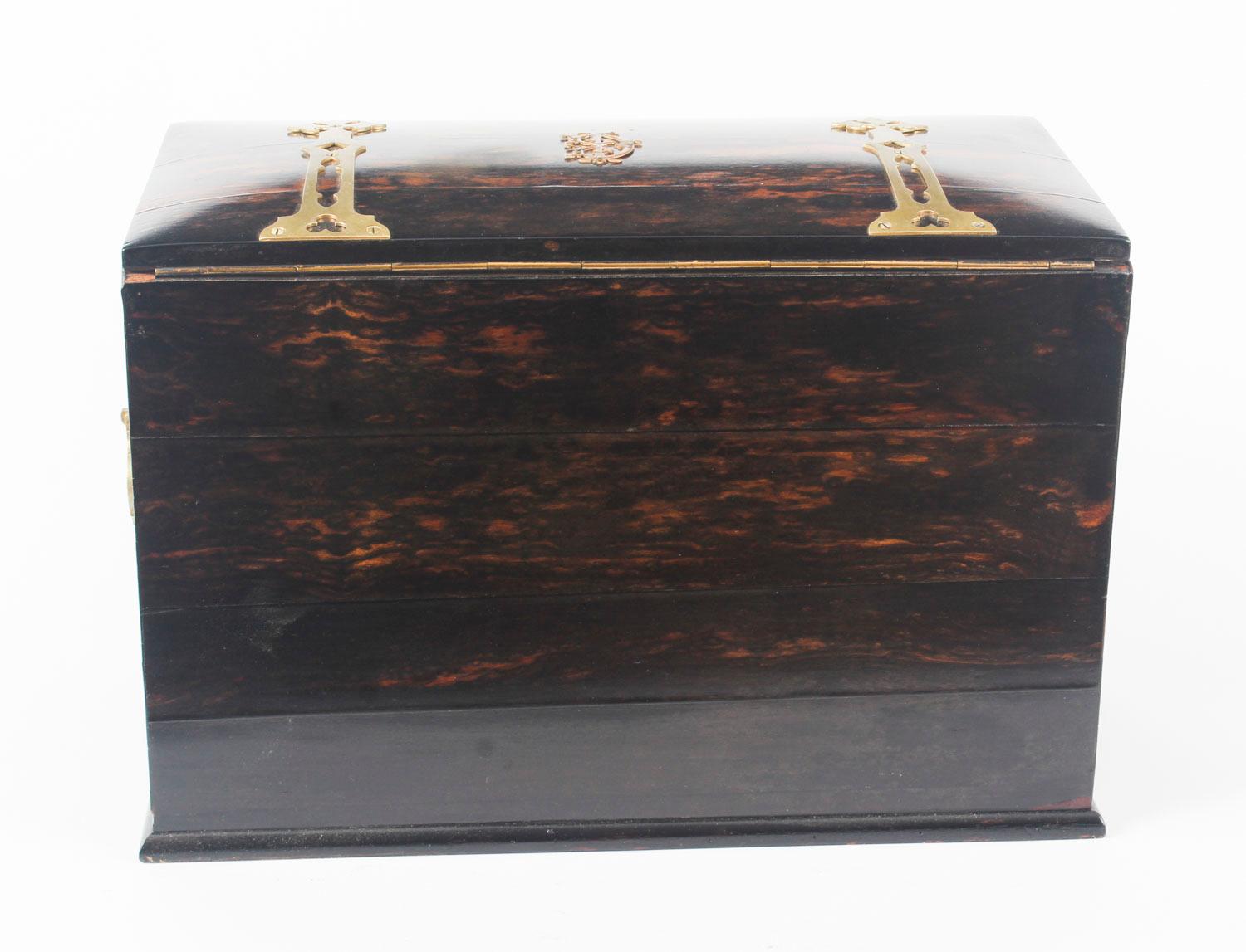 Antique Coromandel Gothic Revival Travelling Writing Box, 19th Century 3