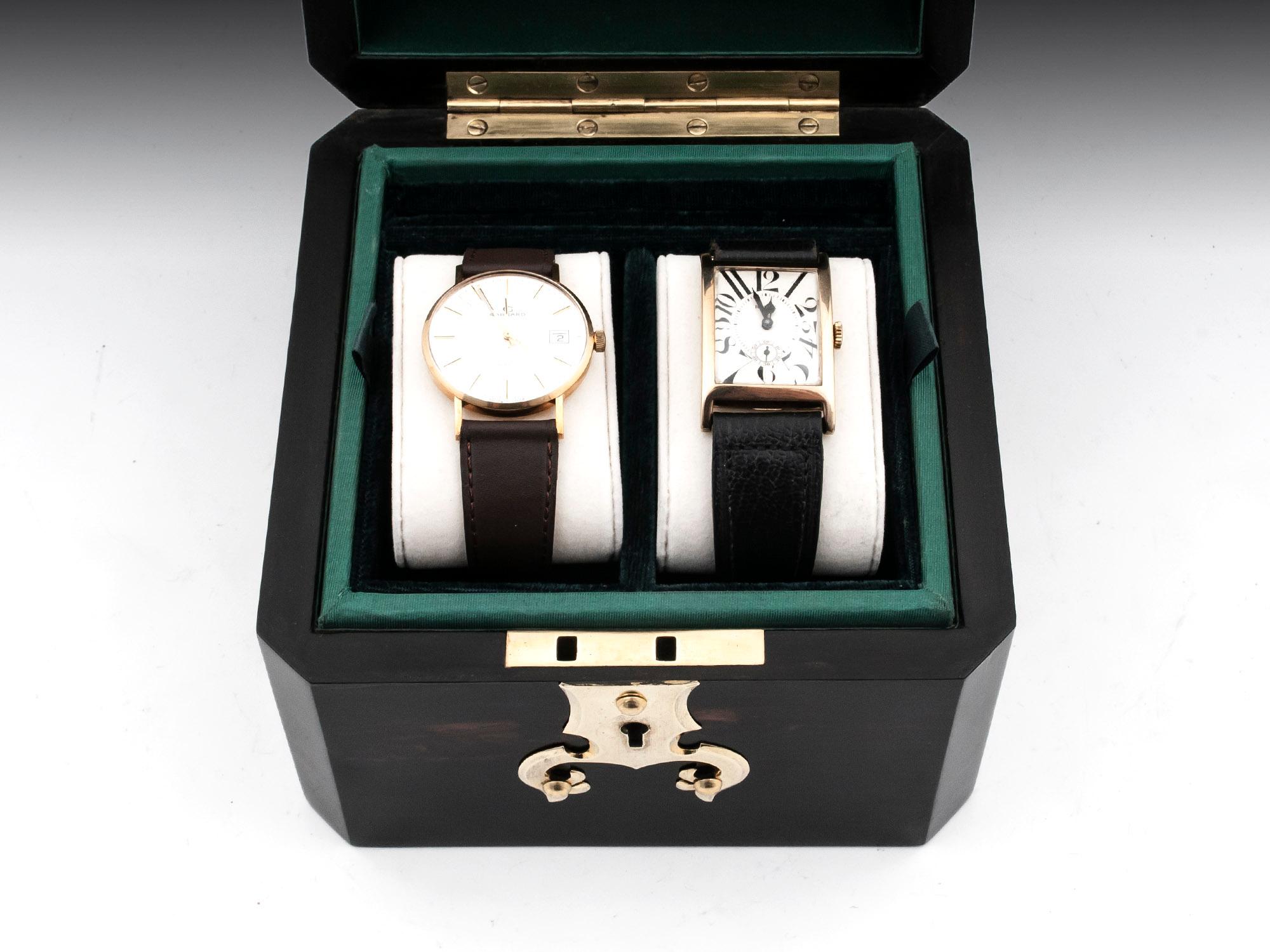Antique Coromandel Jewelry Brass Watch Box 4