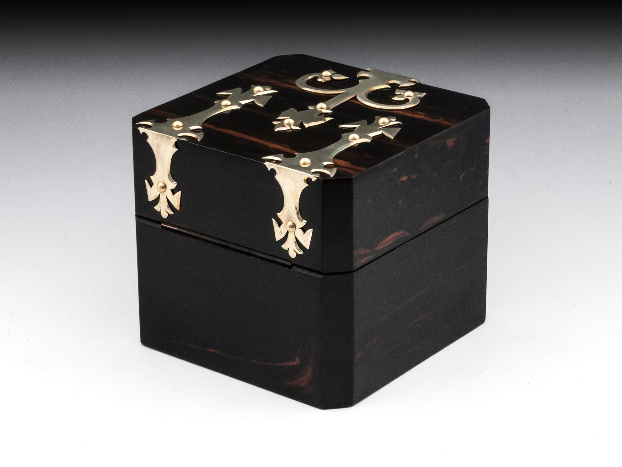 Antique Coromandel Jewelry Brass Watch Box In Good Condition In Northampton, United Kingdom