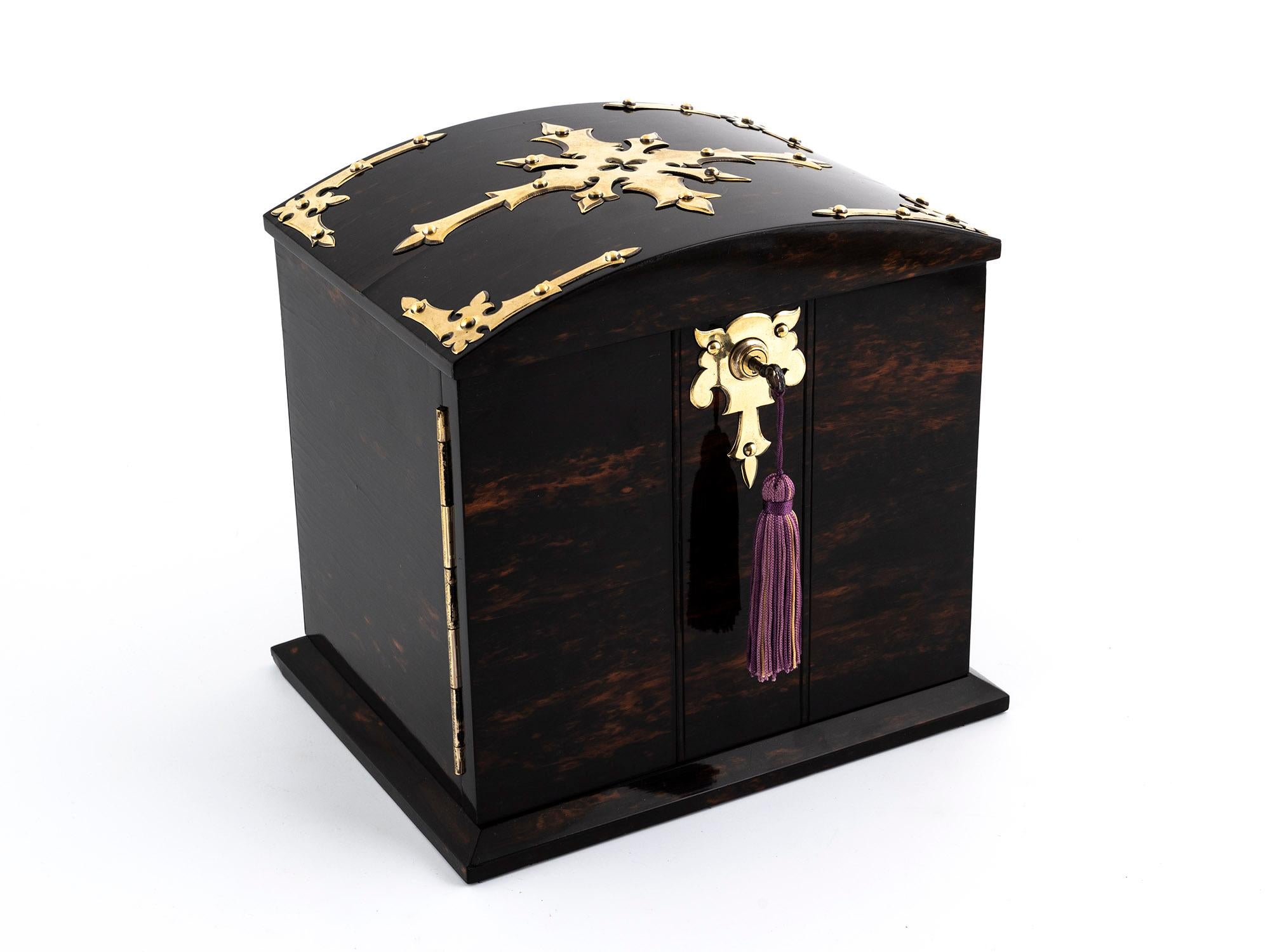 Antique Coromandel Jewelry Cabinet by Betjemann & Son For Sale 4