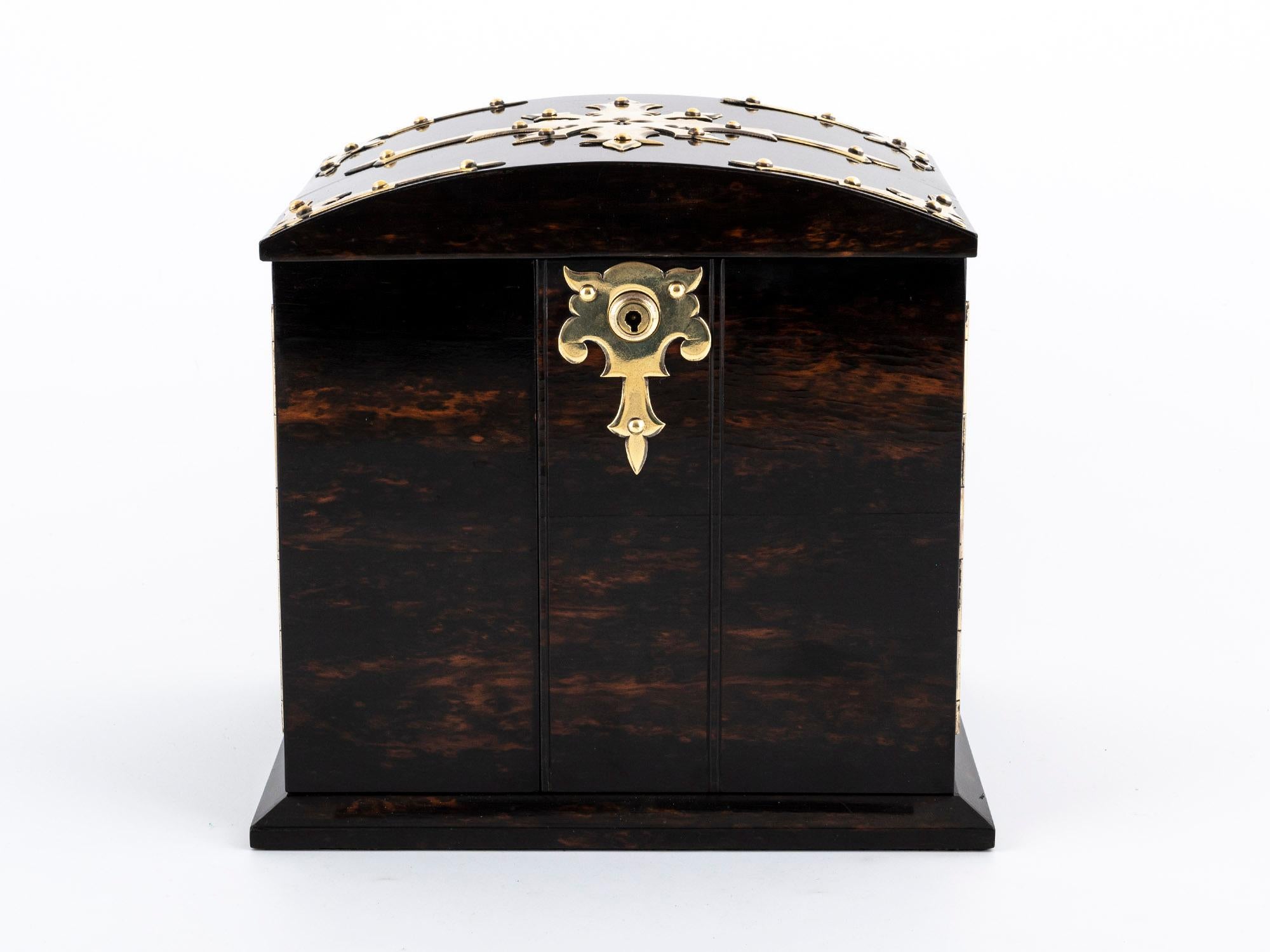 British Antique Coromandel Jewelry Cabinet by Betjemann & Son For Sale