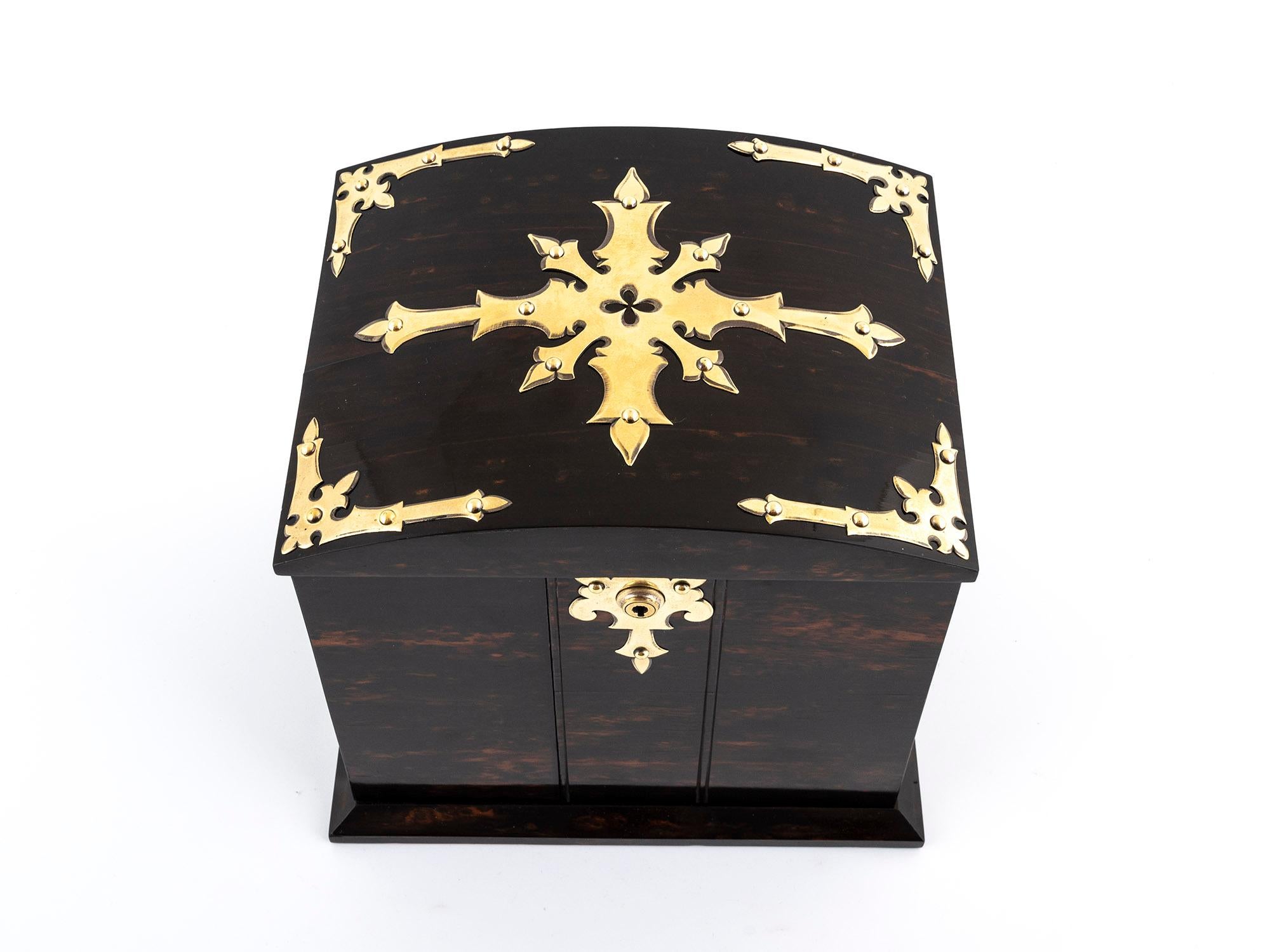 Inlay Antique Coromandel Jewelry Cabinet by Betjemann & Son For Sale