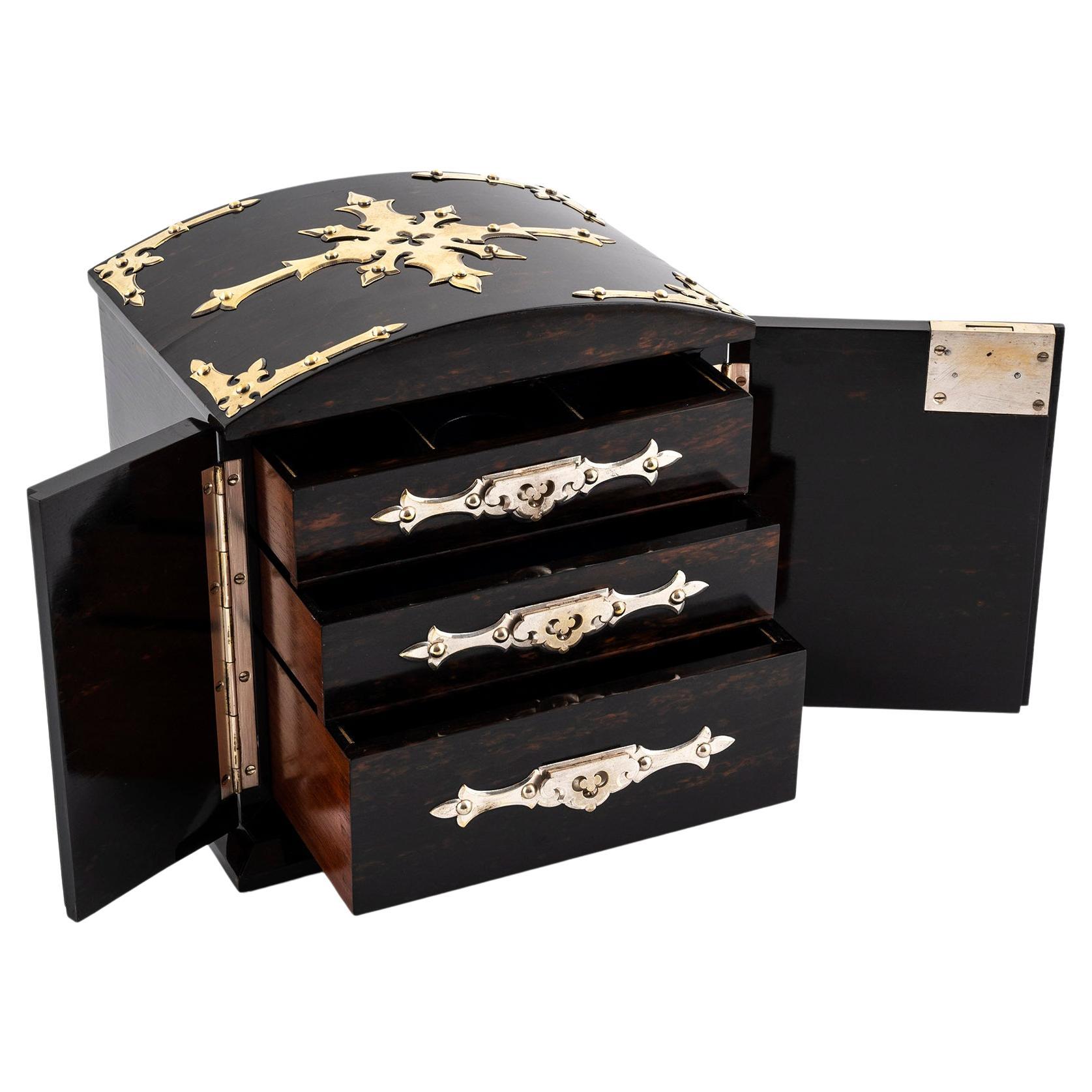 Antique Coromandel Jewelry Cabinet by Betjemann & Son For Sale