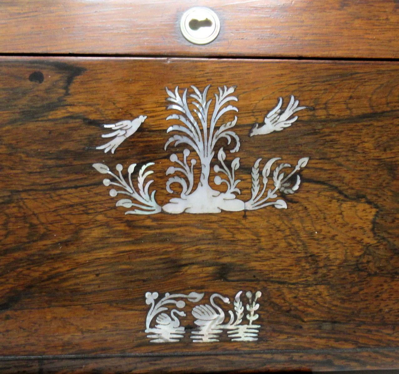 Antique Coromandel Mahogany Mother of Pearl Victorian English Writing Slope Box 1