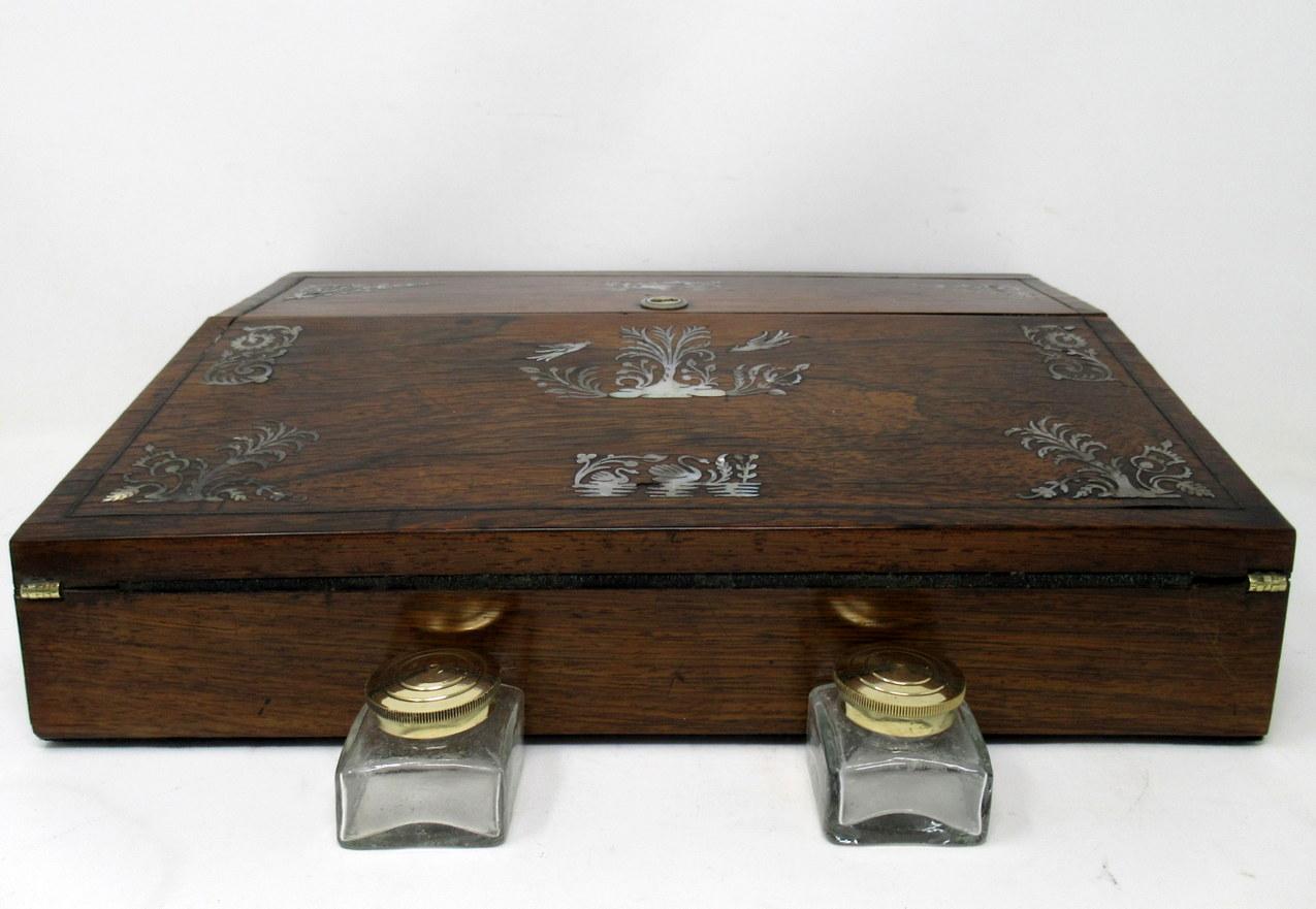 Antique Coromandel Mahogany Mother of Pearl Victorian English Writing Slope Box 3