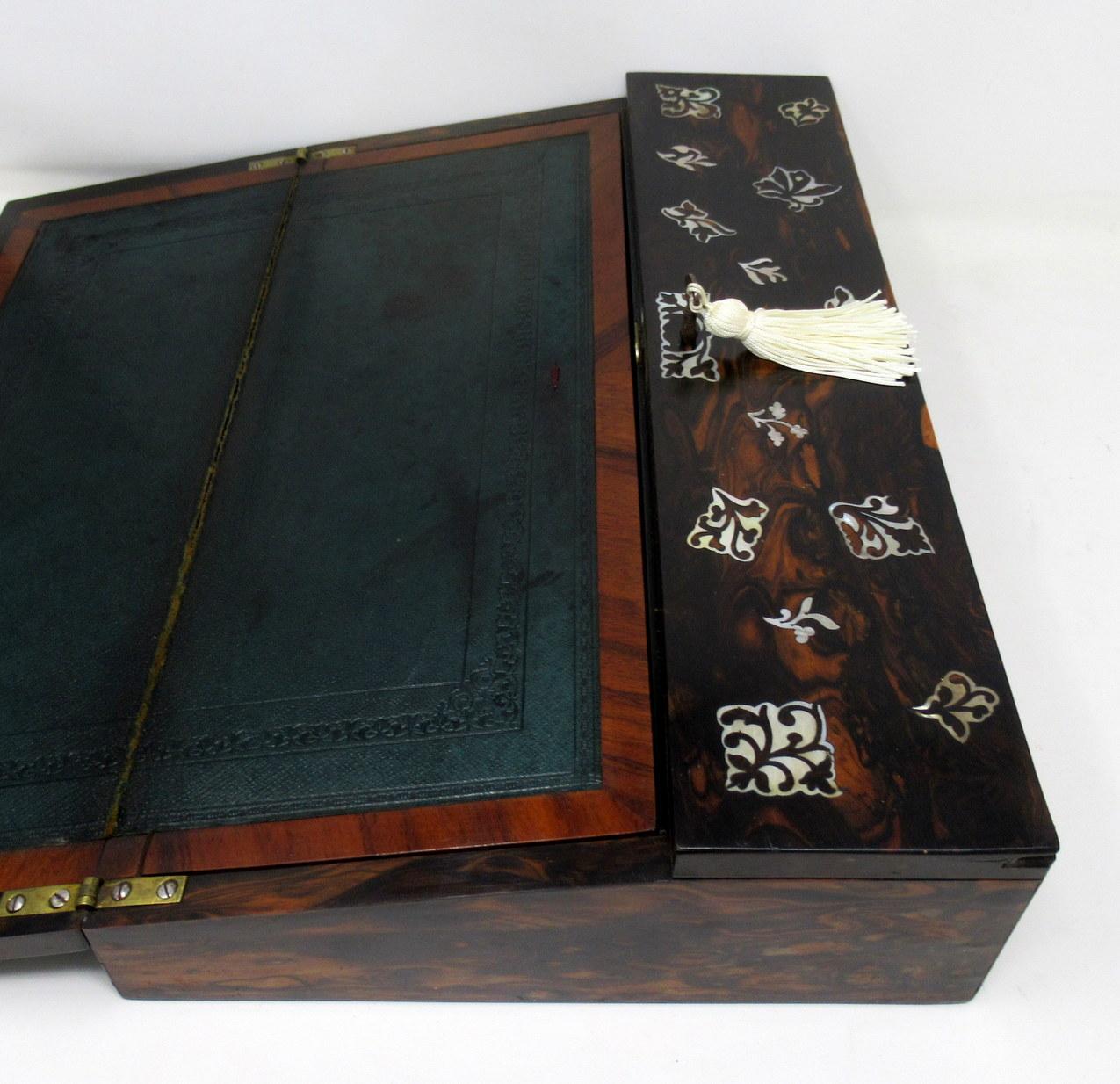 Antique Coromandel Mahogany Mother of Pearl Victorian Writing Slope Box 4