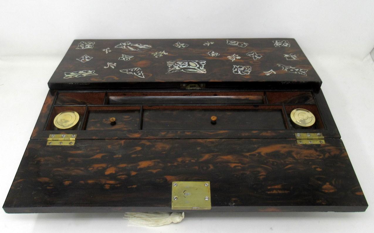 Antique Coromandel Mahogany Mother of Pearl Victorian Writing Slope Box 5