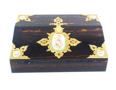 Antique Coromandel Ormolu & Sevres Porcelain Writing Slope 19th Century