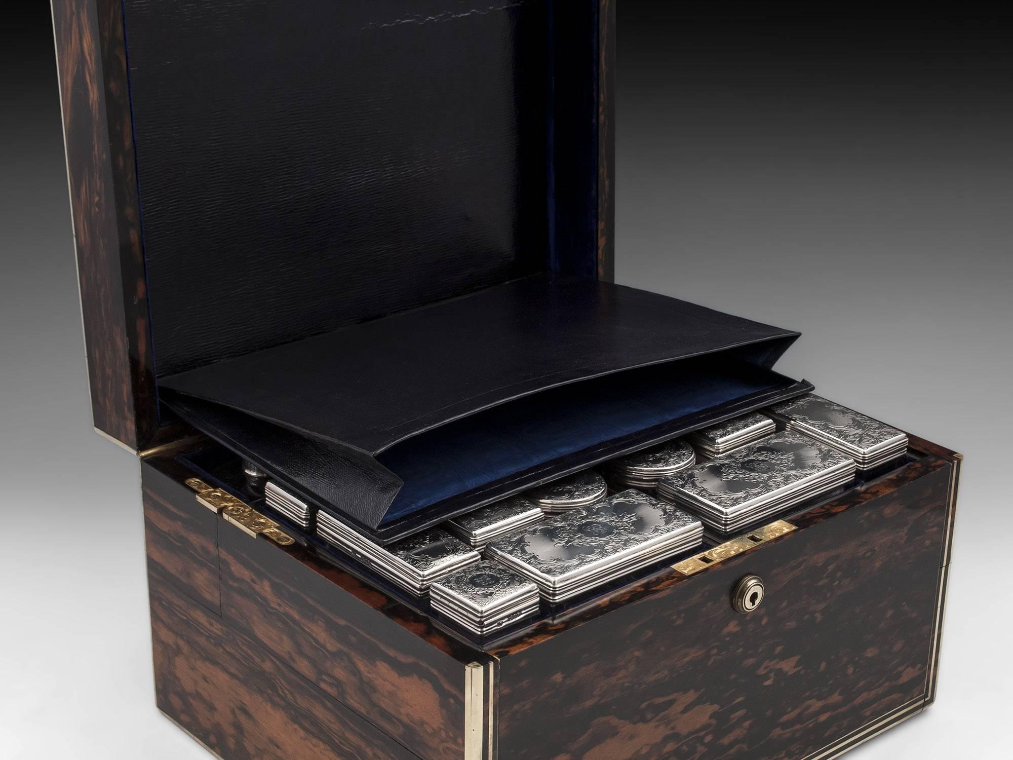 Antique Coromandel Silver Vanity Dressing Box Mappin & Webb, 19th Century For Sale 9