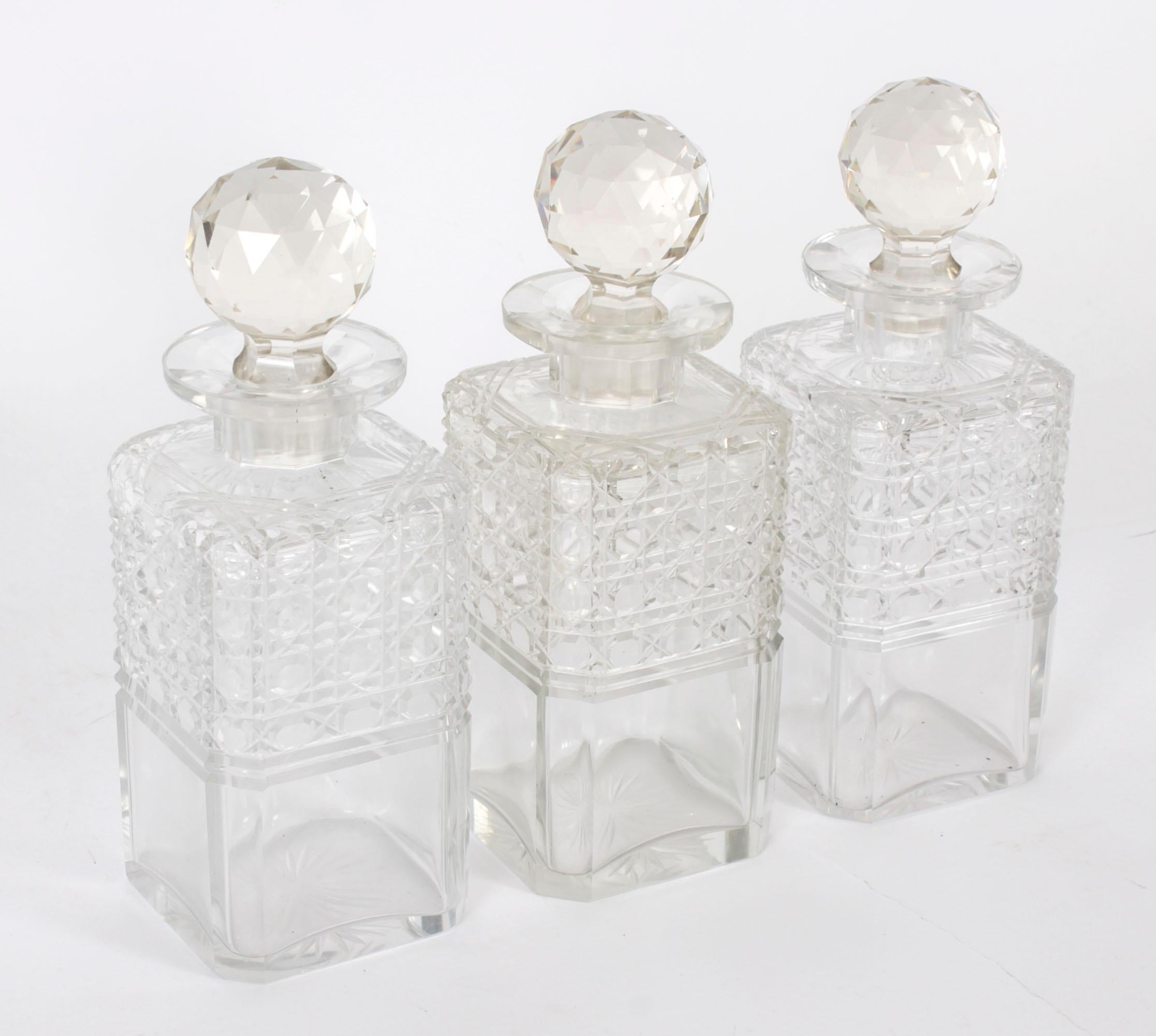 Antique Coromandel Three Crystal Decanter Tantalus & Games Drawer 19th C 10
