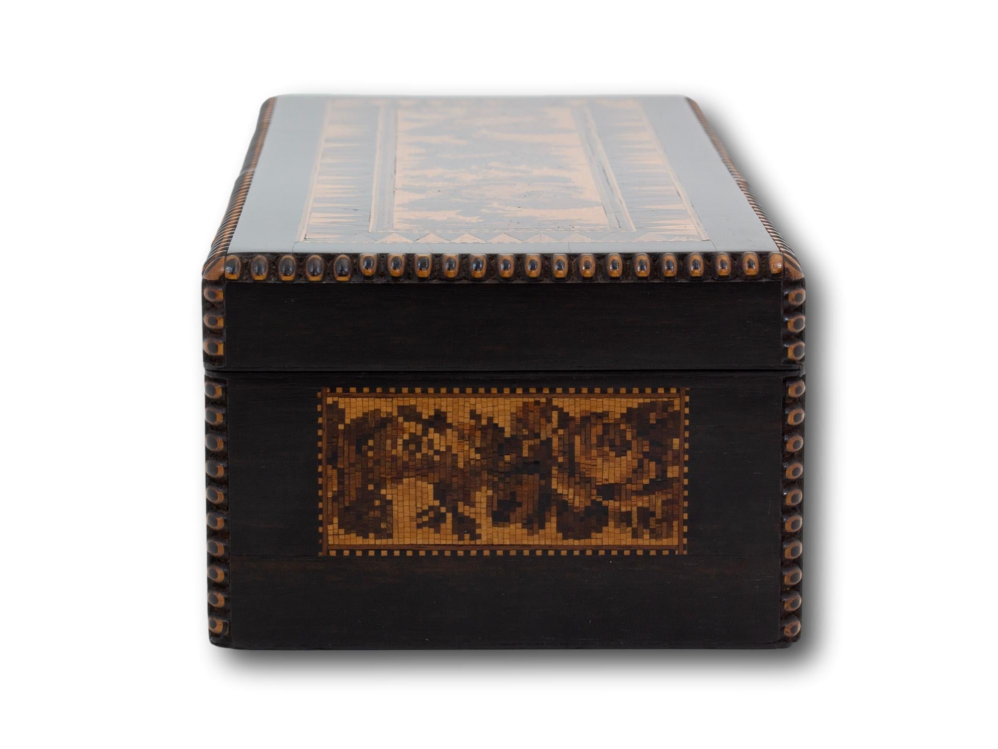 Hand-Carved Antique Coromandel Tunbridge Ware Trinket Keepsake Box