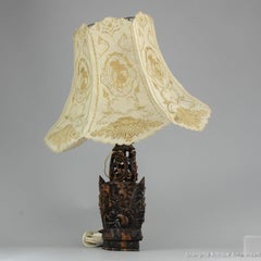 Antique Coromandel Wood Carved Lamp Wood Carving India