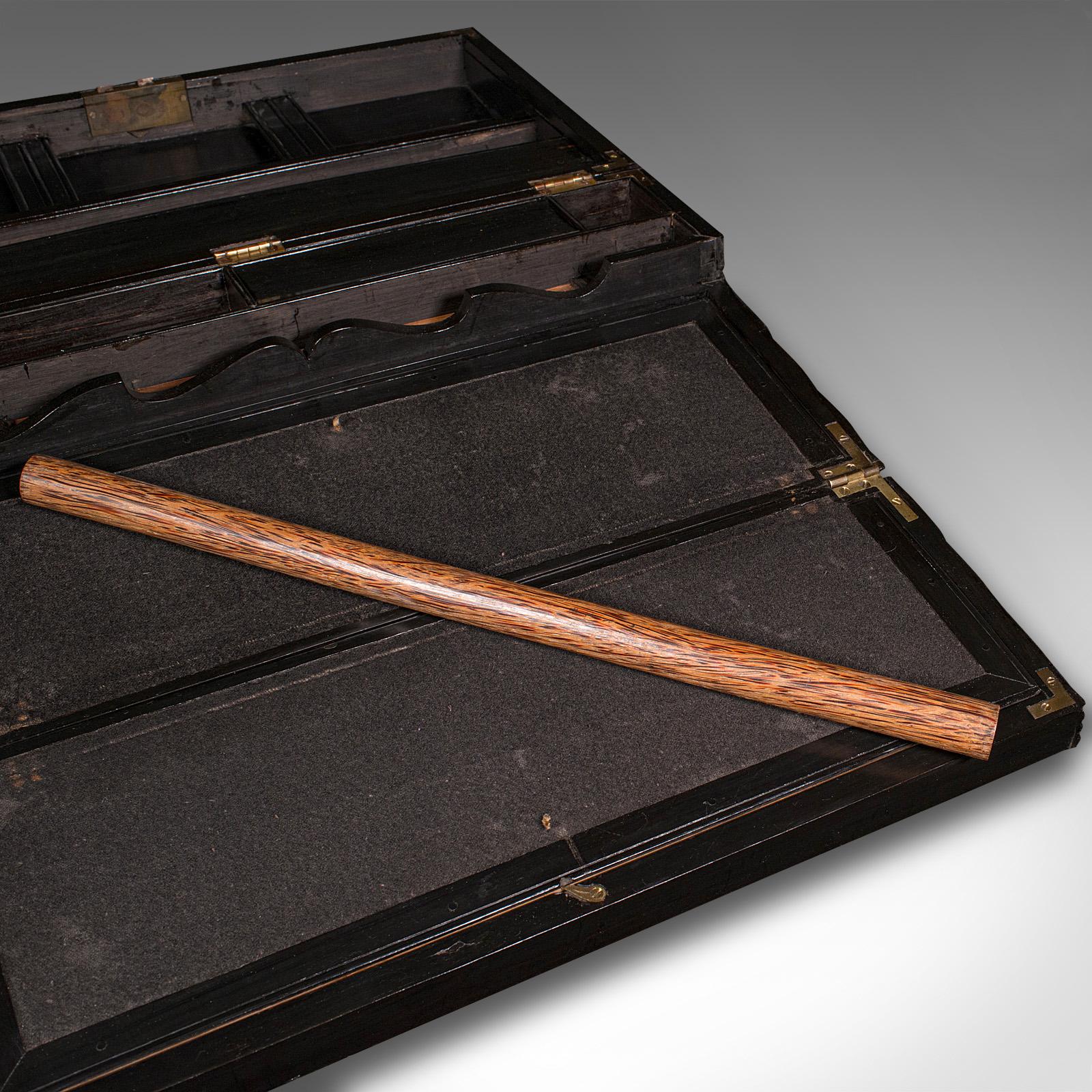 Antique Correspondence Box, Ceylon, Ebony, Campaign, Writing Slope, Victorian For Sale 5