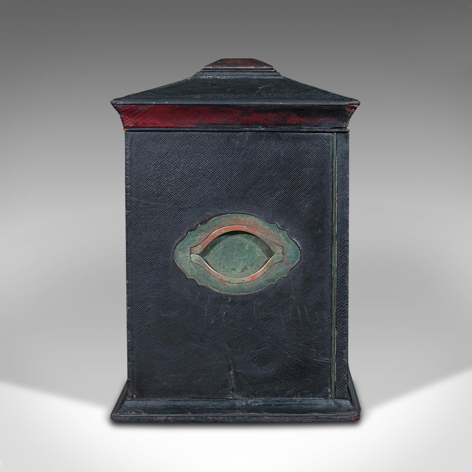 Boîte de correspondance ancienne, anglaise, armoire en cuir, Houghton & Gunn, victorienne Bon état - En vente à Hele, Devon, GB
