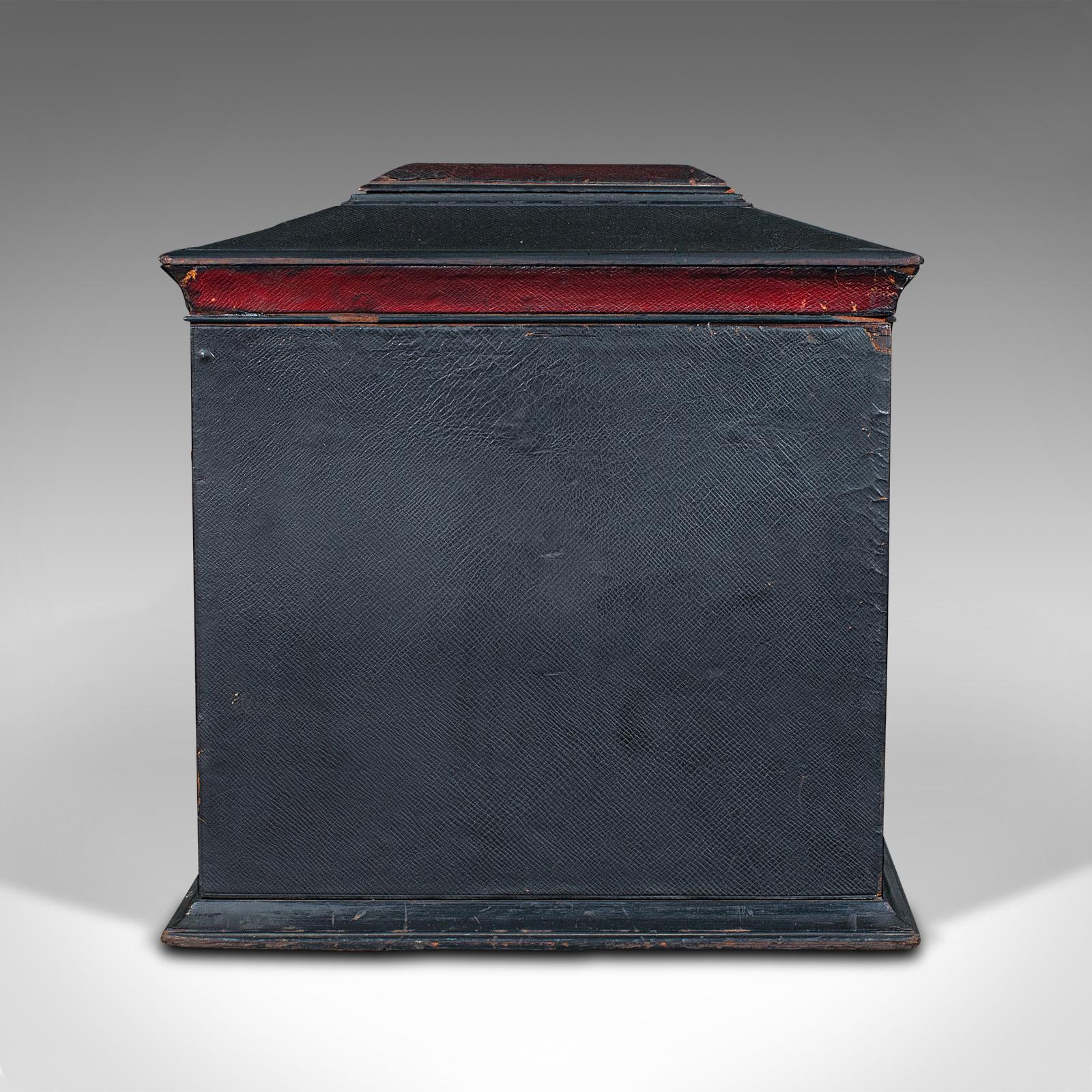 Cuir Boîte de correspondance ancienne, anglaise, armoire en cuir, Houghton & Gunn, victorienne en vente
