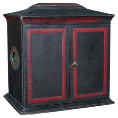 Boîte de correspondance ancienne, anglaise, armoire en cuir, Houghton & Gunn, victorienne