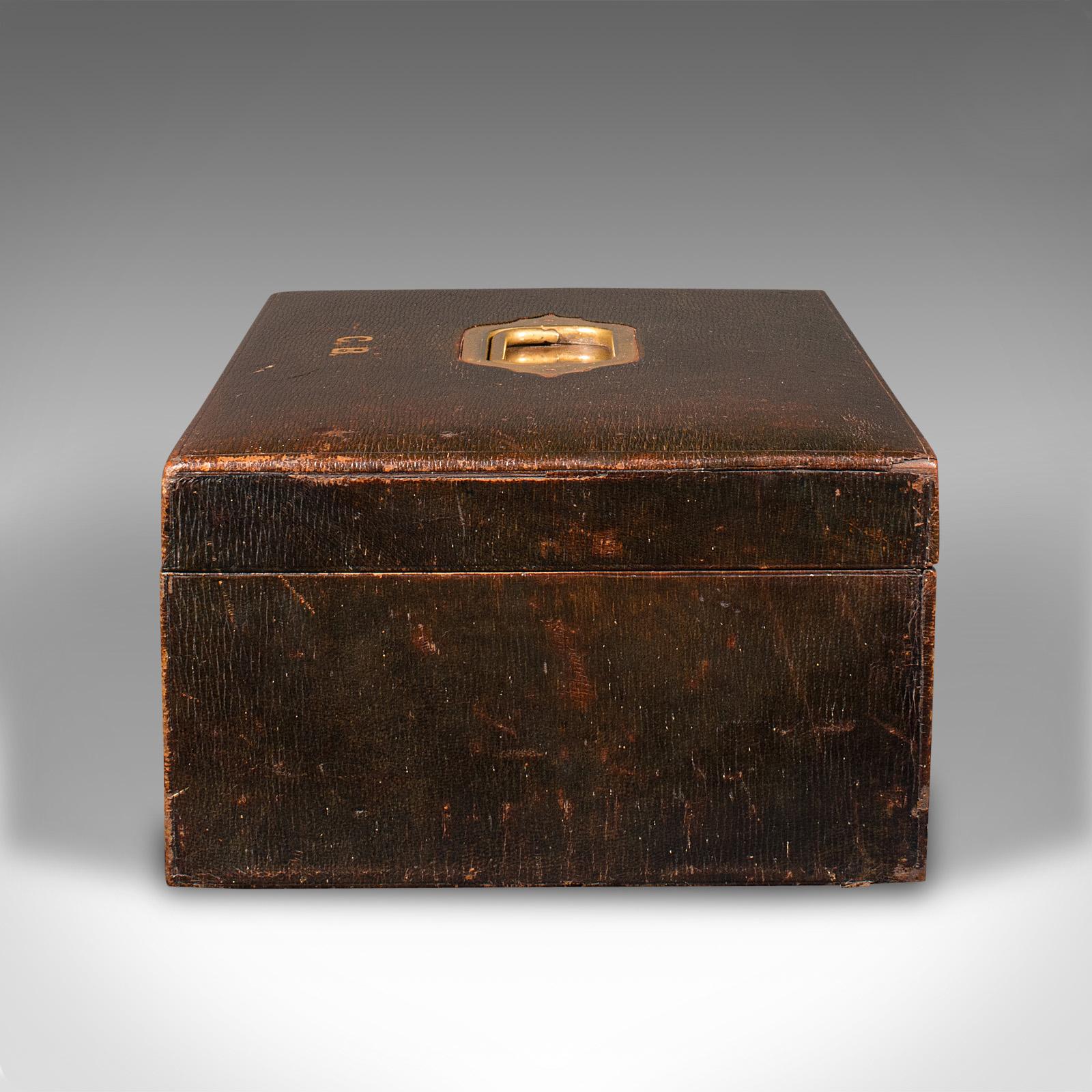 Boîte de correspondance ancienne, anglaise, cuir, voyage, d'après Asprey, victorienne Bon état - En vente à Hele, Devon, GB