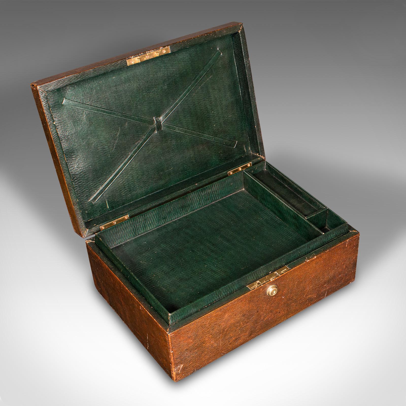 Antique Correspondence Box, English, Leather, Travel, After Asprey, Victorian For Sale 3