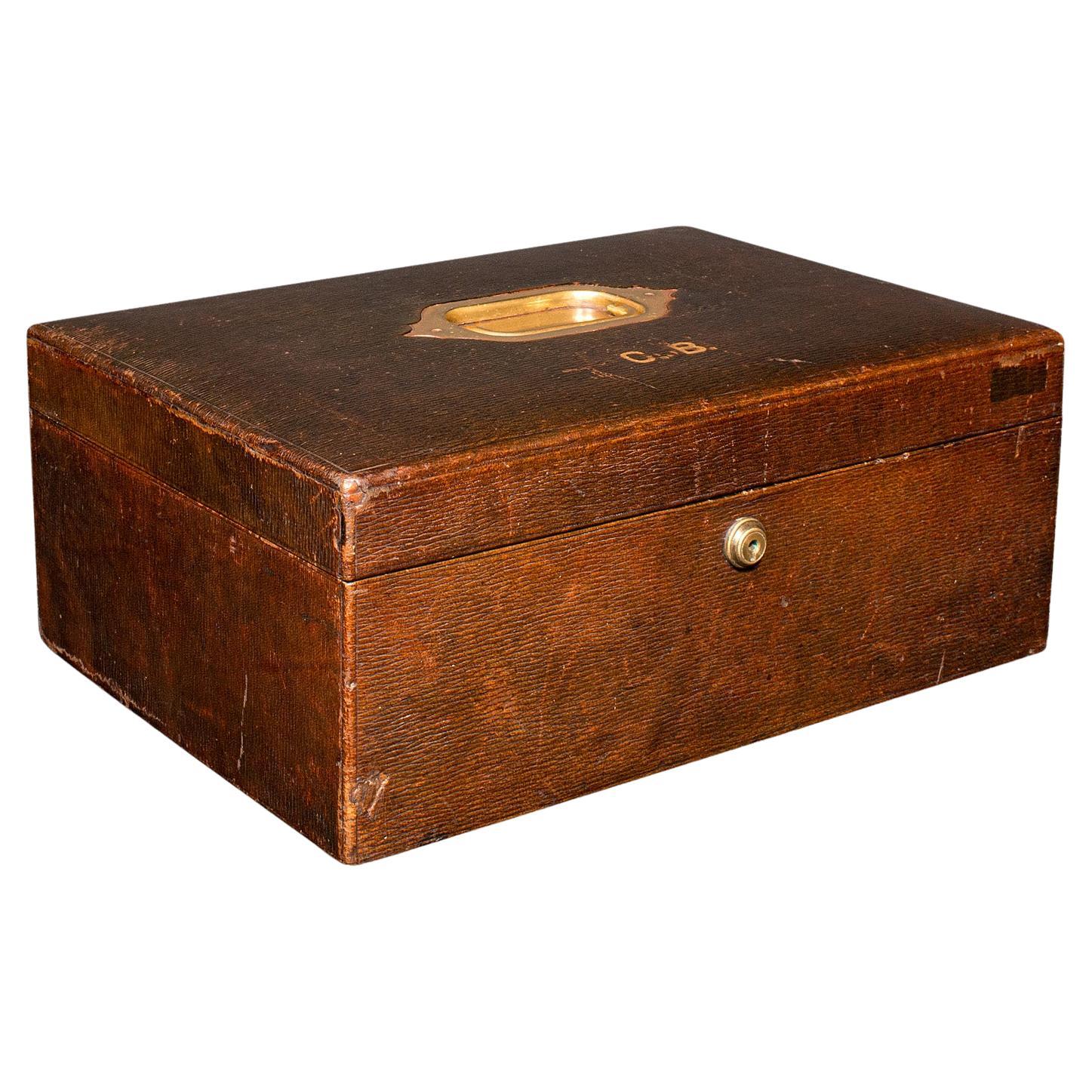 Boîte de correspondance ancienne, anglaise, cuir, voyage, d'après Asprey, victorienne