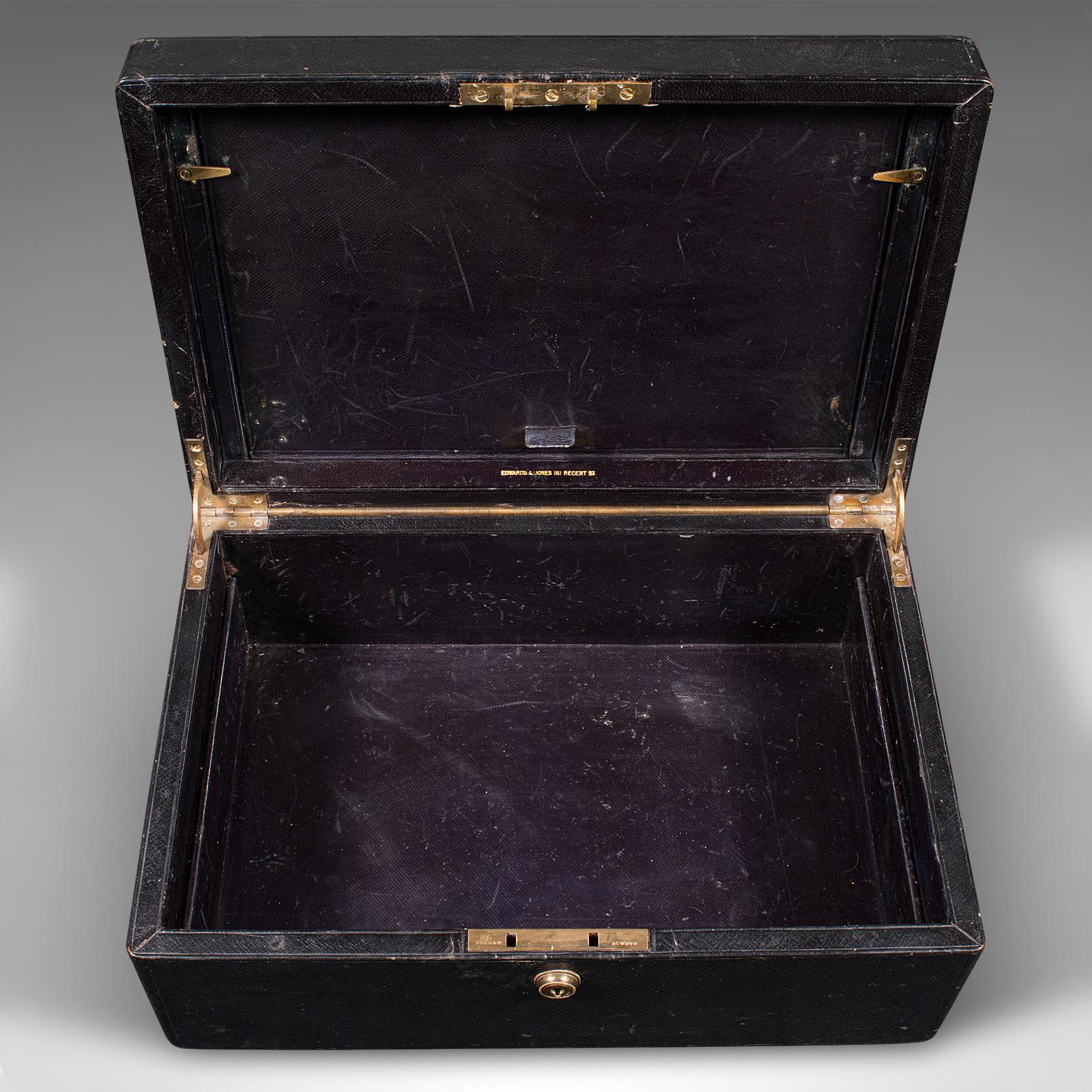 Antique Correspondence Box, English, Leather, Writing Case, Victorian, C.1890 For Sale 4