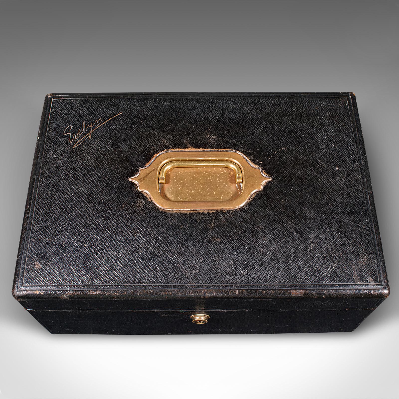 Antique Correspondence Box, English, Leather, Writing Case, Victorian, C.1890 For Sale 1