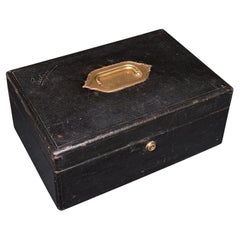 Boîte de correspondance ancienne, anglaise, cuir, étui à écrire, victorienne, vers 1890