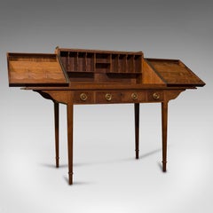 Antique Correspondence Desk, English, Library, Writing Table, Cotswold School