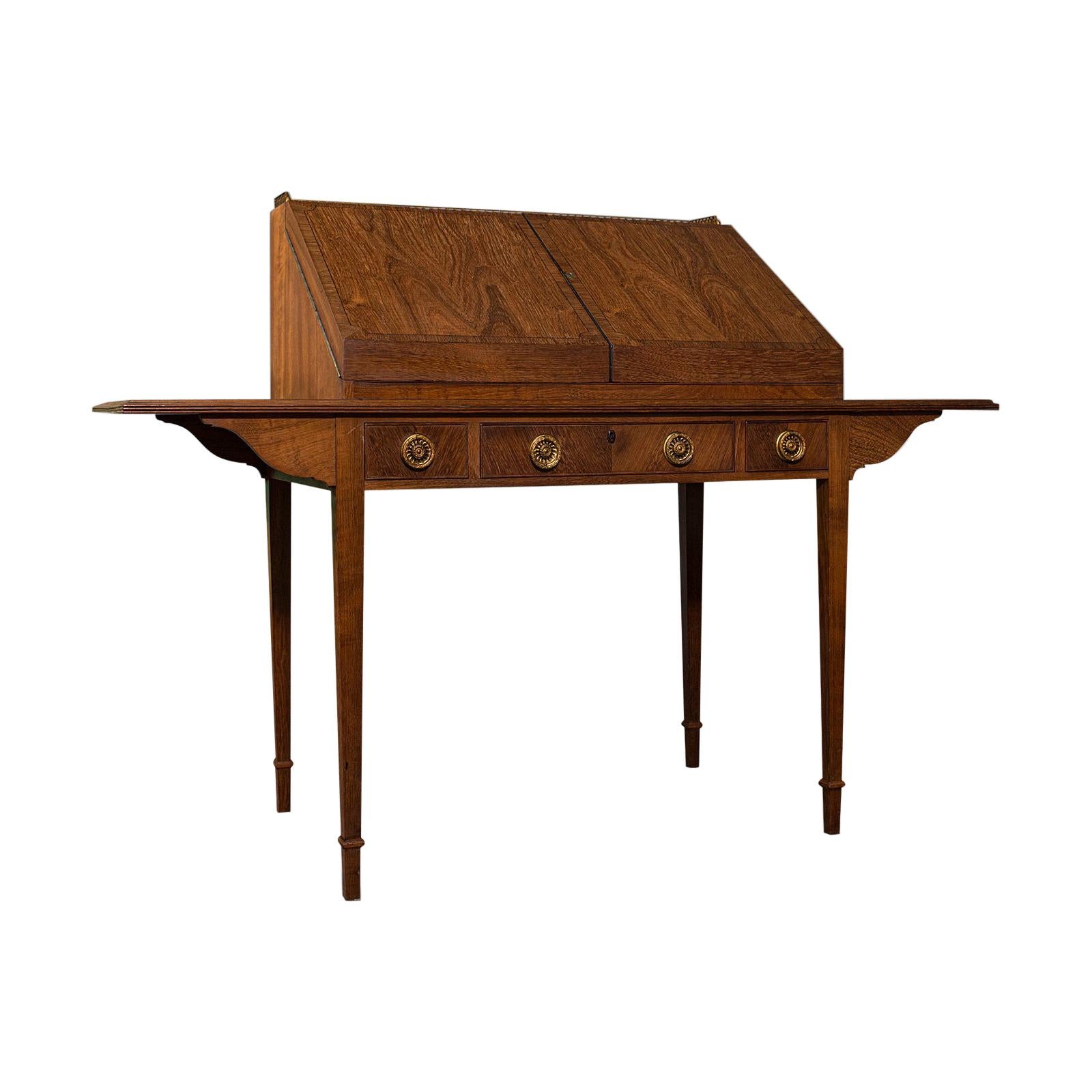 Antique Correspondence Desk, English, Library, Writing Table, Cotswold School