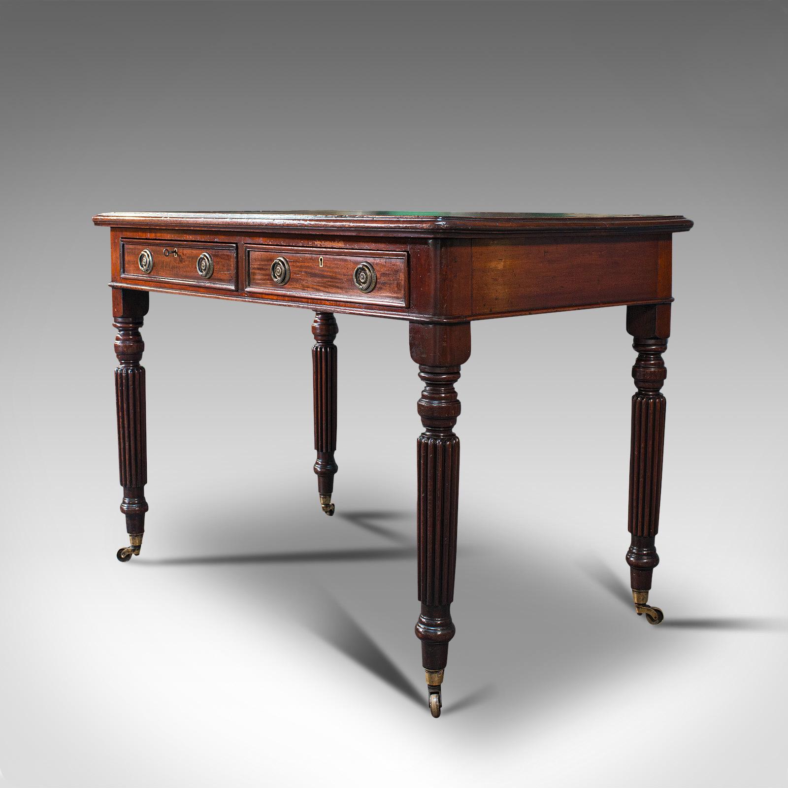 British Antique Correspondence Desk, English, Mahogany, Writing Table, Regency, C.1820
