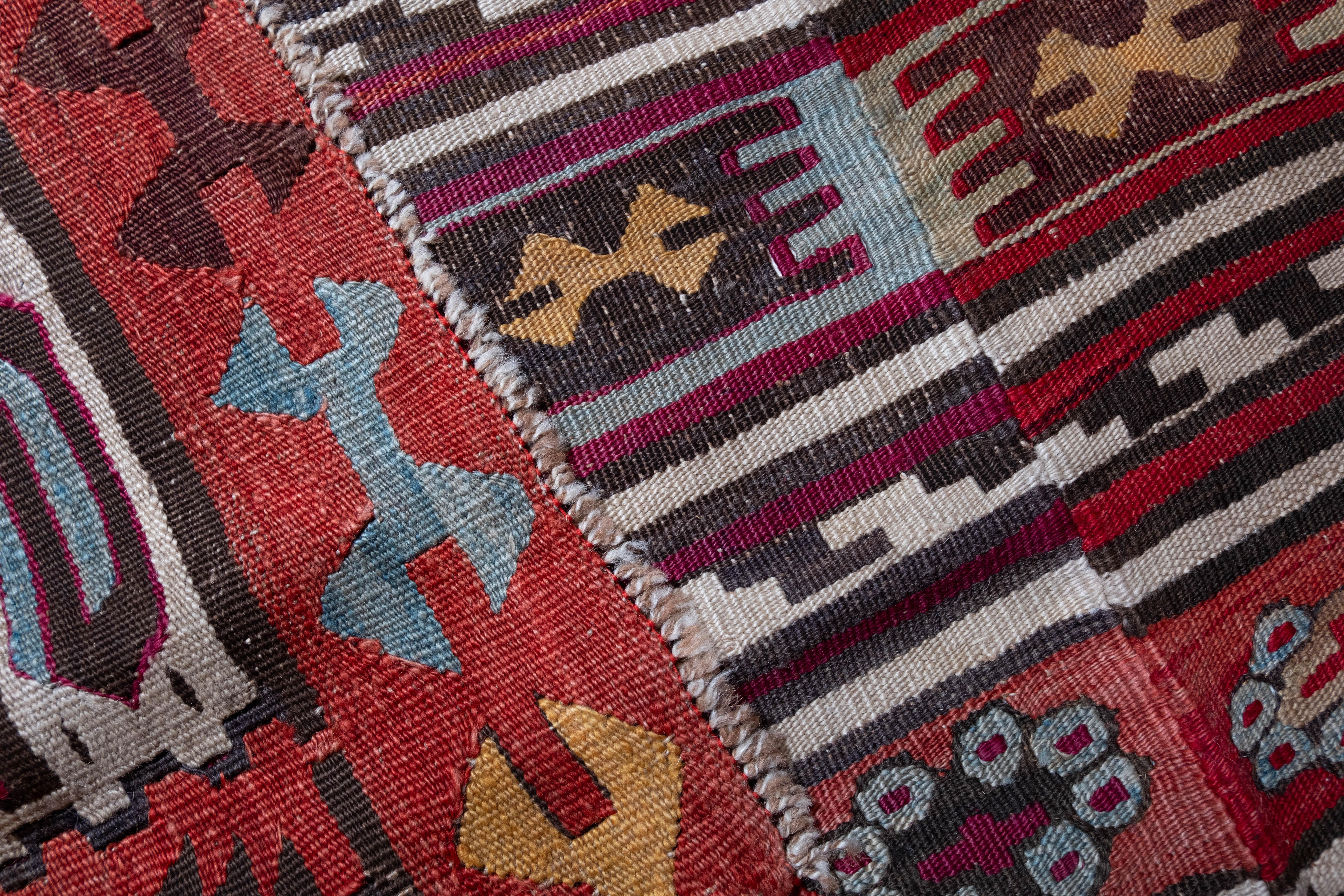 Hand-Knotted Antique Corum Kilim Rug Wool Old Central Anatolian Turkish Carpet For Sale