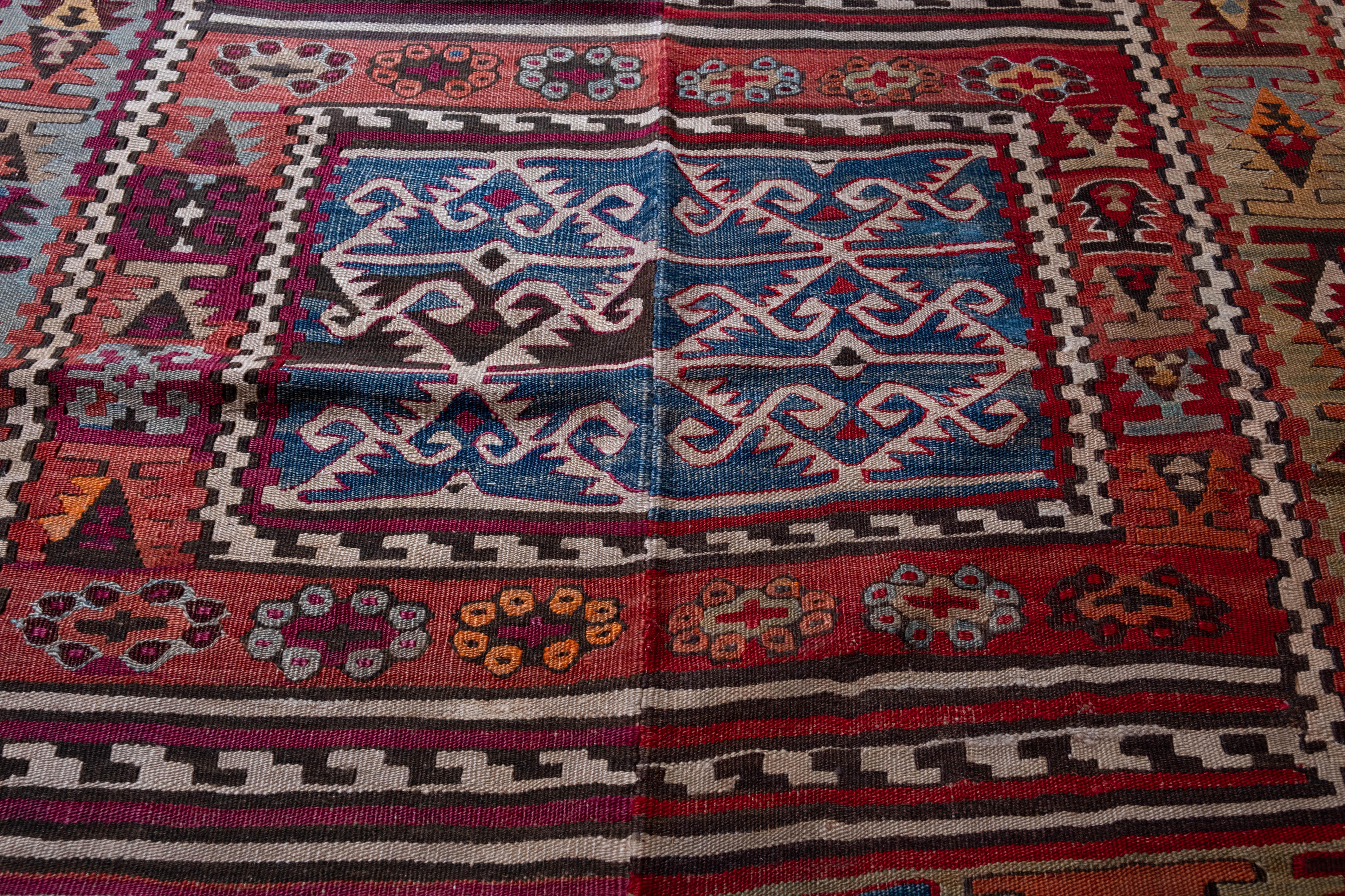 20th Century Antique Corum Kilim Rug Wool Old Central Anatolian Turkish Carpet For Sale