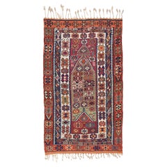 Ancien tapis Kilim Corum Mihrab en laine de Turquie centrale