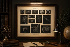 Antico studio del cosmo di nebulose "Nebelflecke", Meyers Leipzig c.C.