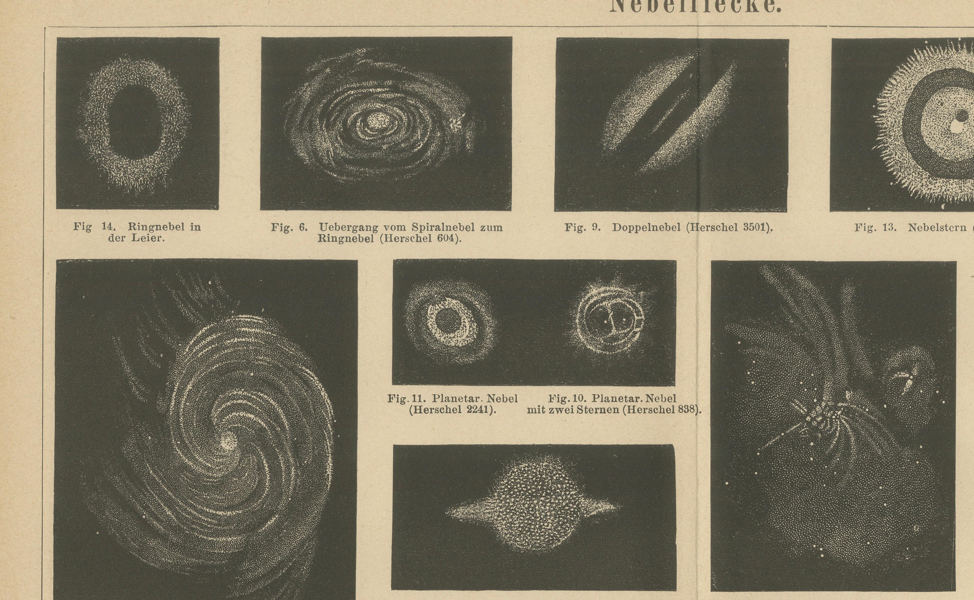 Antique Cosmos Study of Nebulae “Nebelflecke”, Meyers Leipzig c.1900
