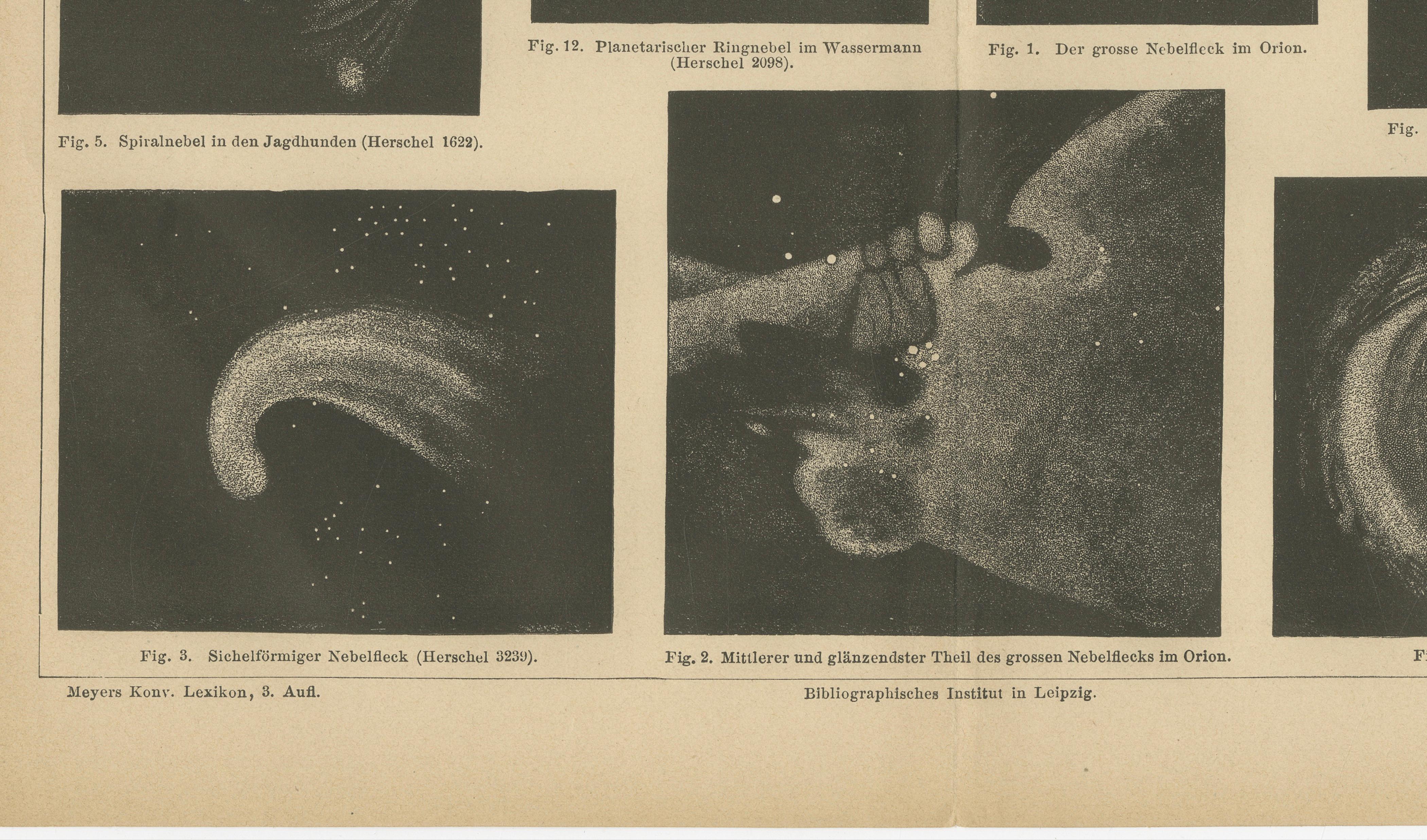 Antique Cosmos Study of Nebulae “Nebelflecke”, Meyers Leipzig c.1900