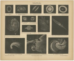 Antico studio del cosmo di nebulose "Nebelflecke", Meyers Leipzig c.C.