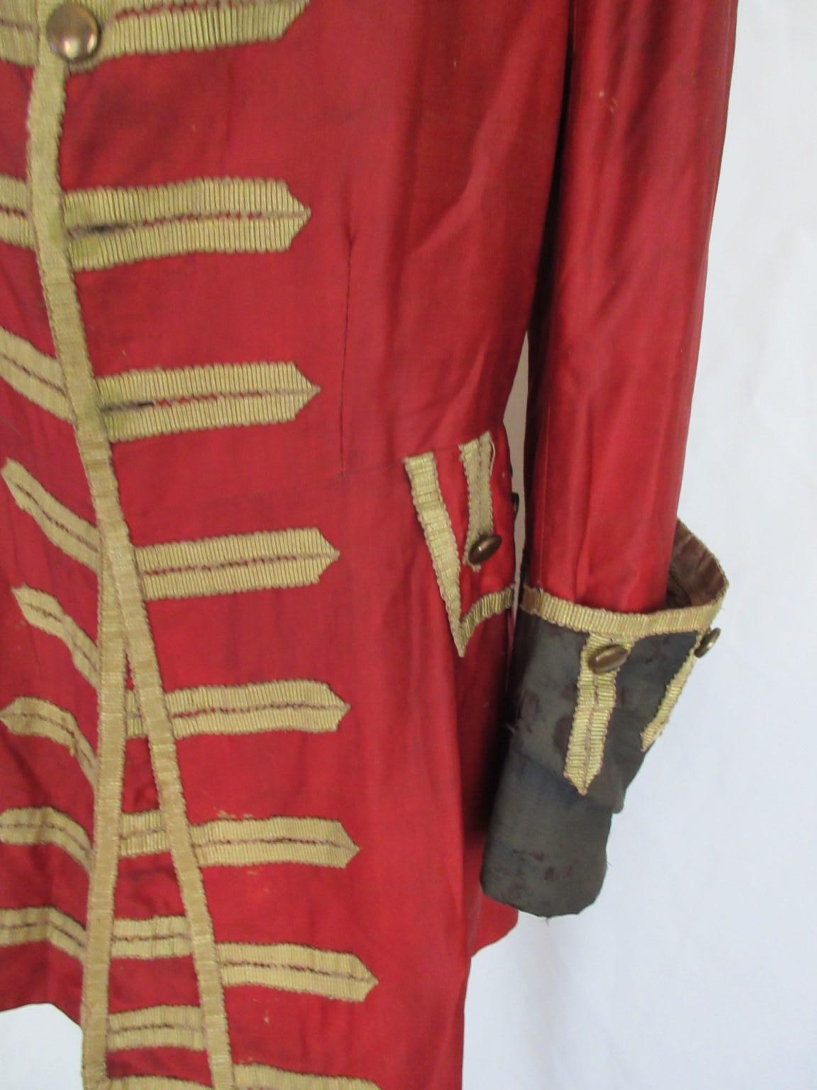Brown Antique Costume Napoleon Style Gold Red Coat For Sale