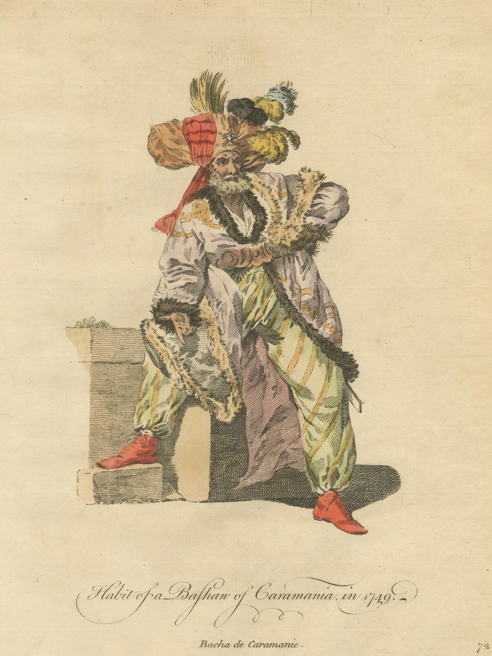 Antique Costume Print – Bashaw of Caramania, Ottoman Figure, 1749