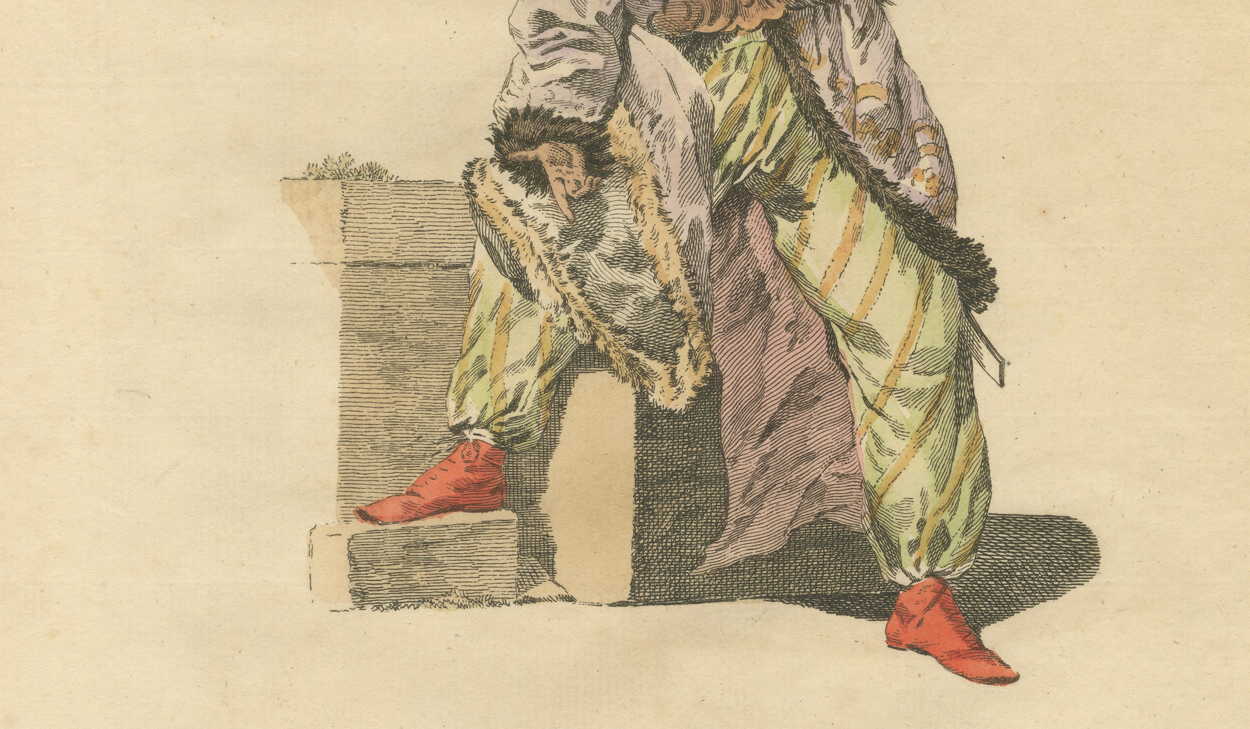 Antique Costume Print – Bashaw of Caramania, Ottoman Figure, 1749