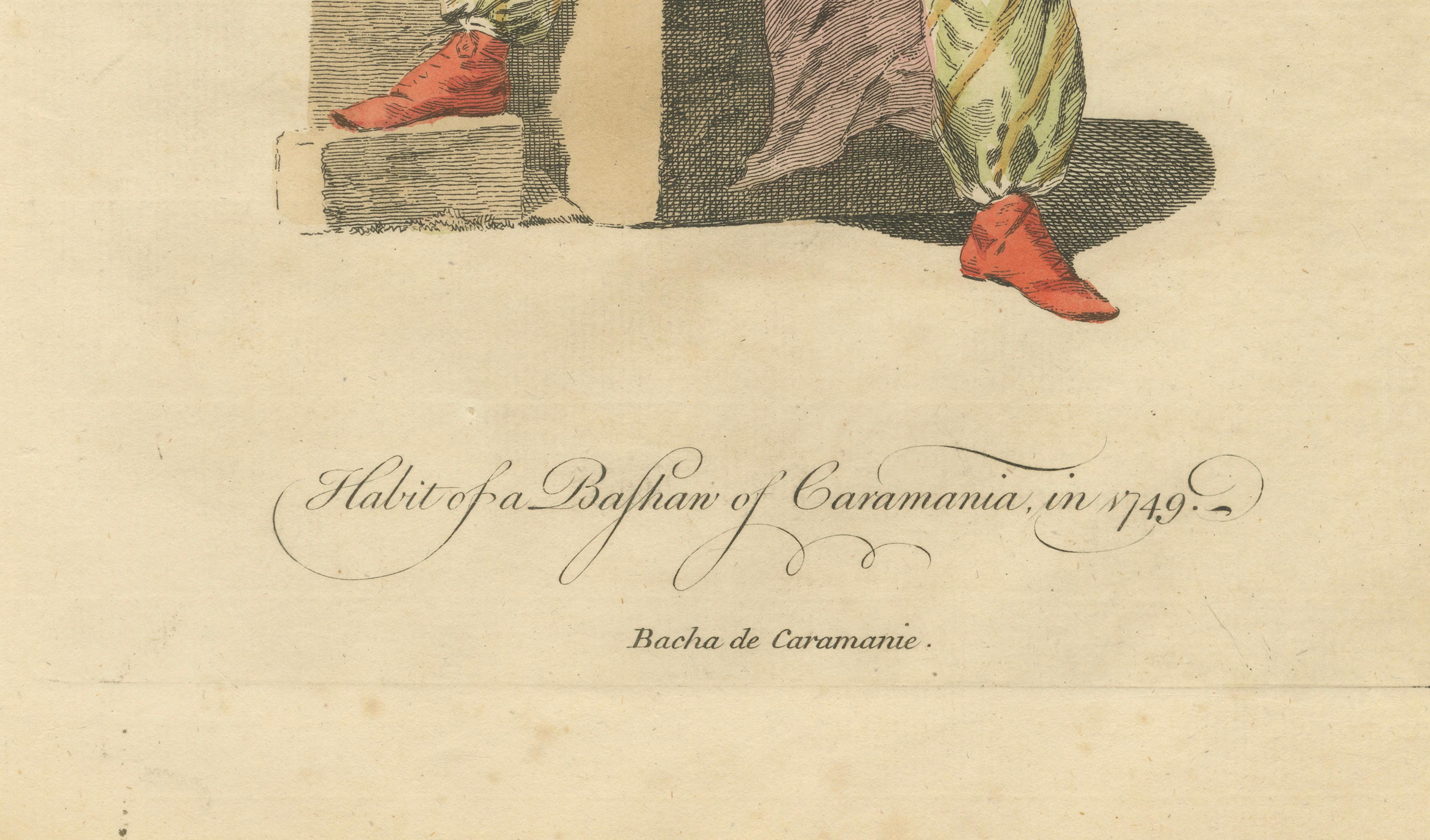 Antique Costume Print – Bashaw of Caramania, Ottoman Figure, 1749