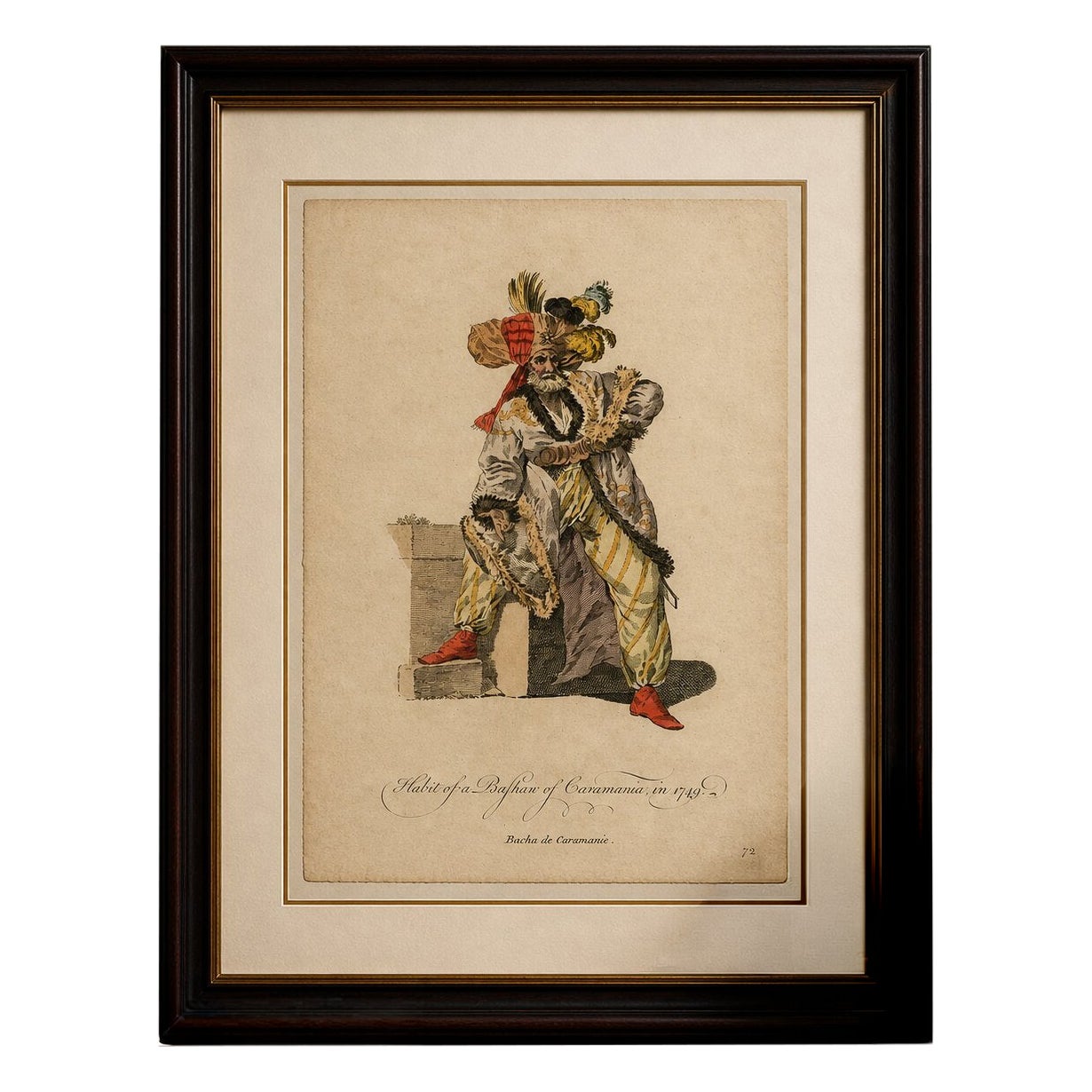 Antique Costume Print – Bashaw of Caramania, Ottoman Figure, 1749