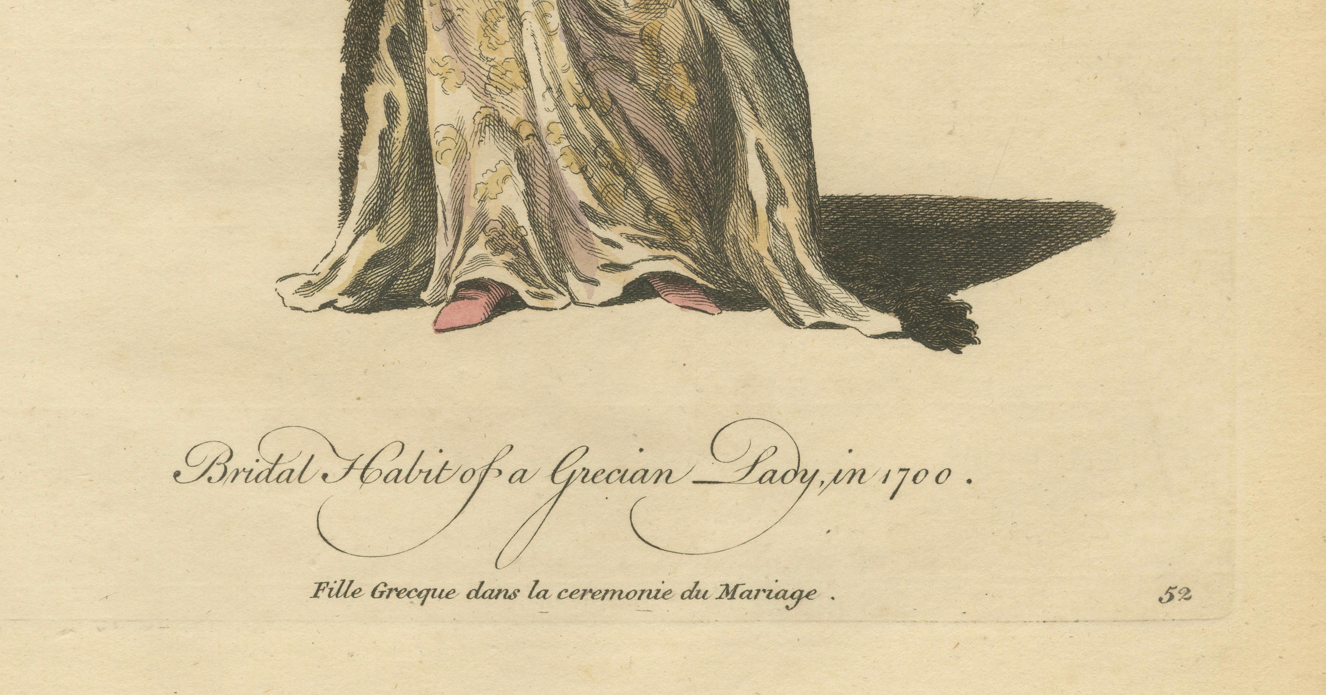 Antique Costume Print Grecian Lady Bridal Dress Jefferys, 1749