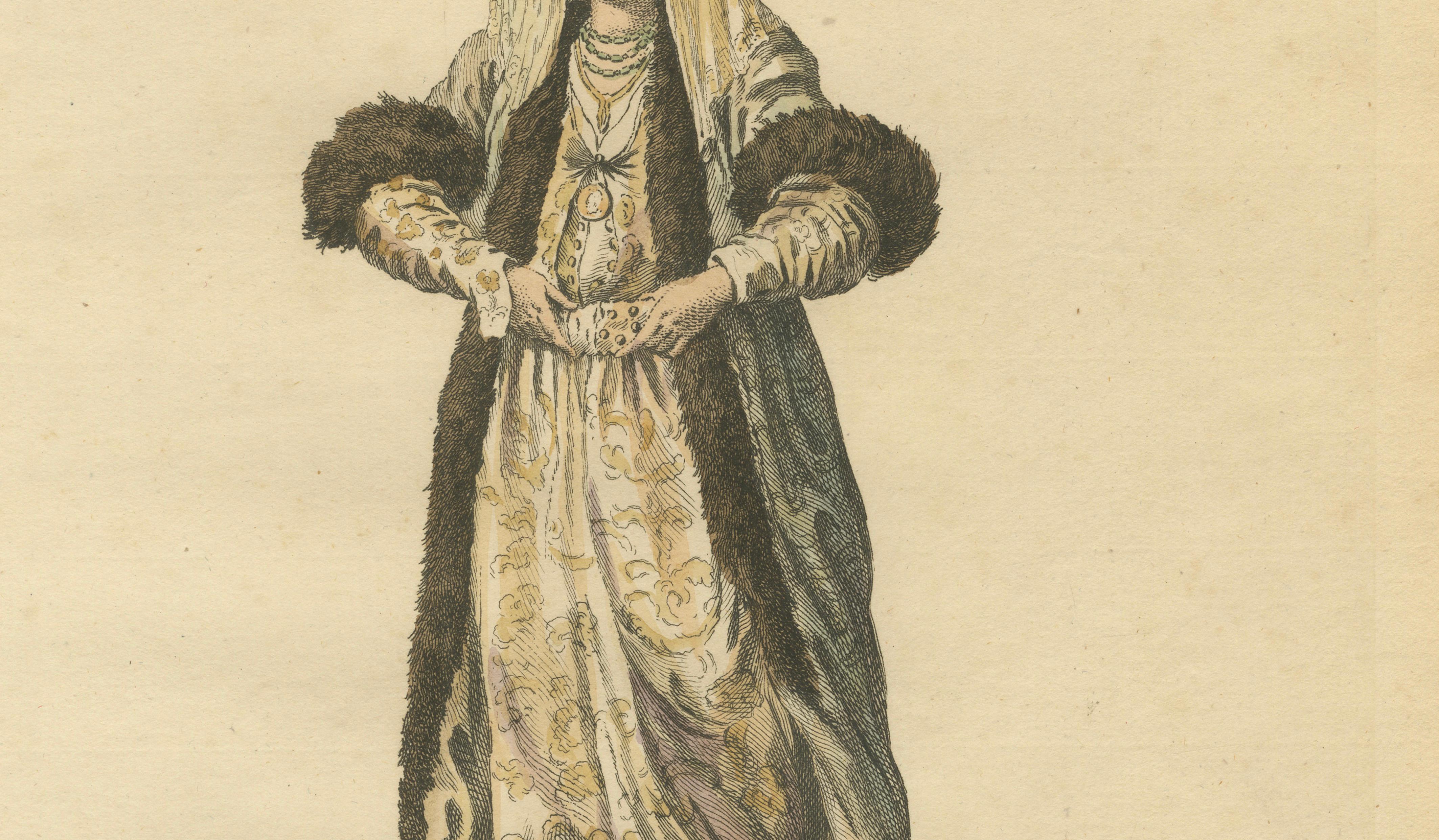 Antique Costume Print Grecian Lady Bridal Dress Jefferys, 1749