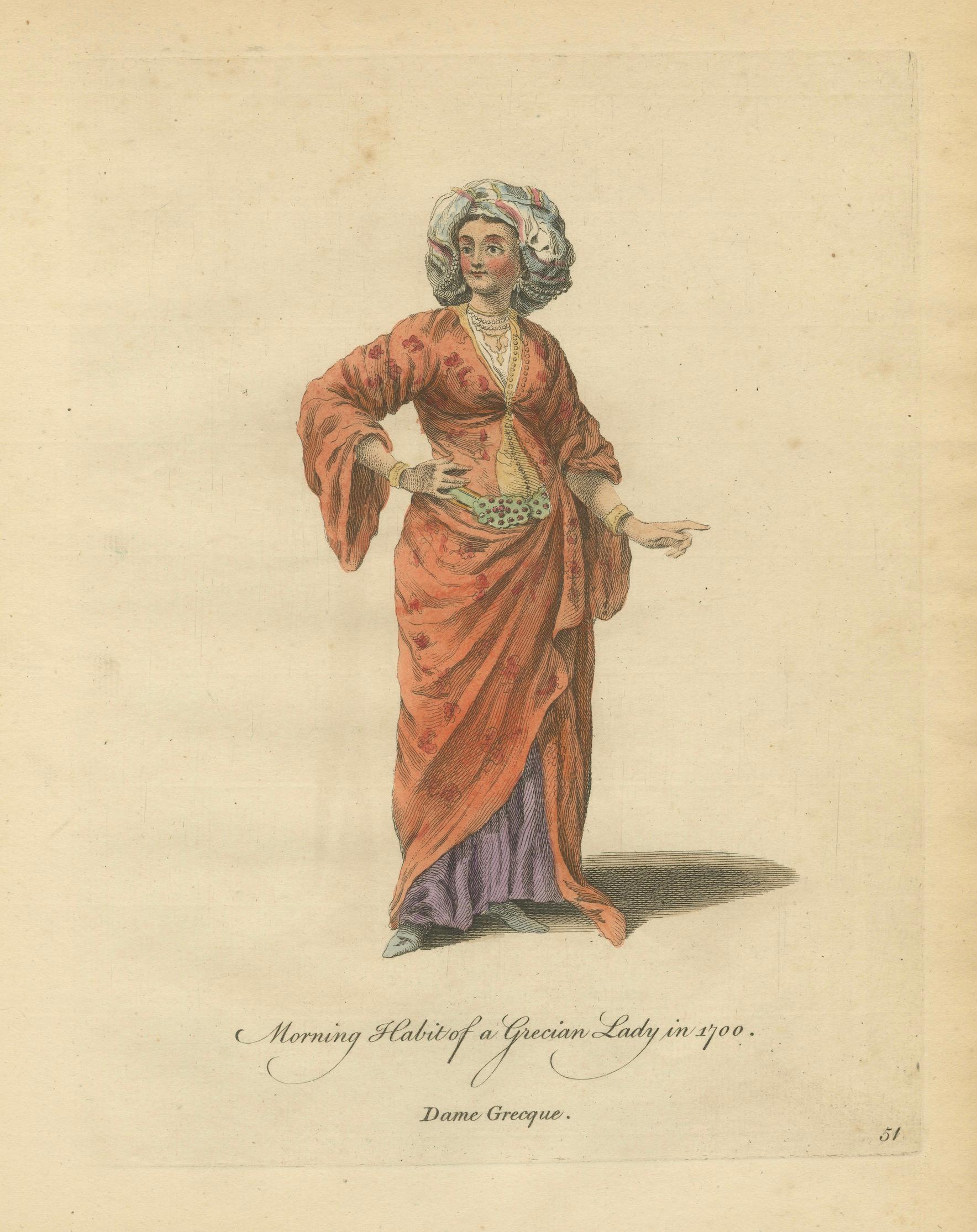 Antique Costume Print Grecian Lady Morning Dress Jefferys, 1749