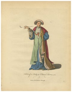 Antike Kostüm Druck Dame in Chinese Tartary Jefferys, 1749