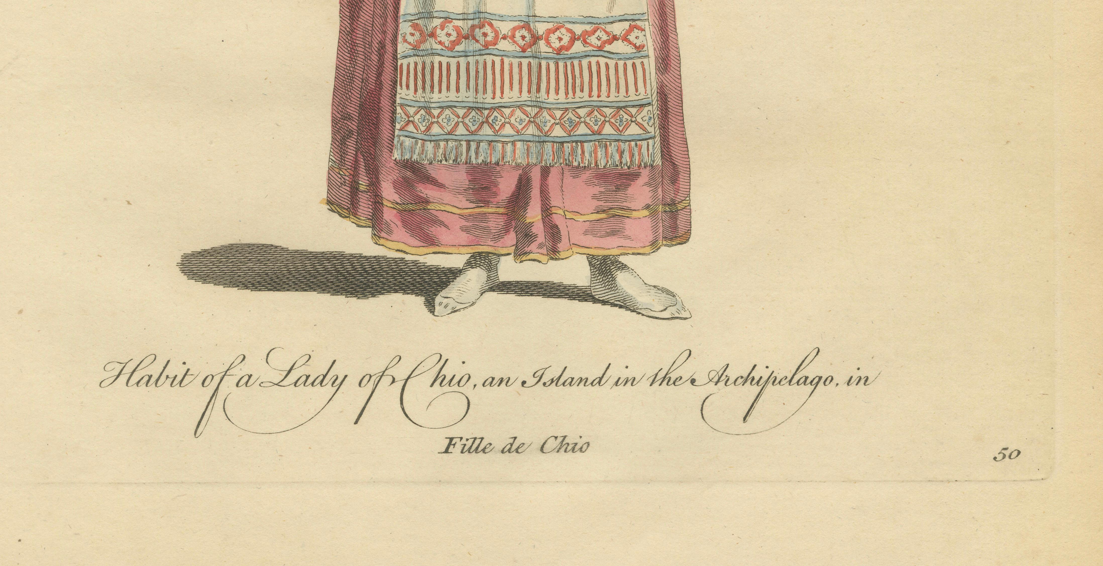 Antique Costume Print Lady of Chio Greek Island Dress Jefferys, 1749
