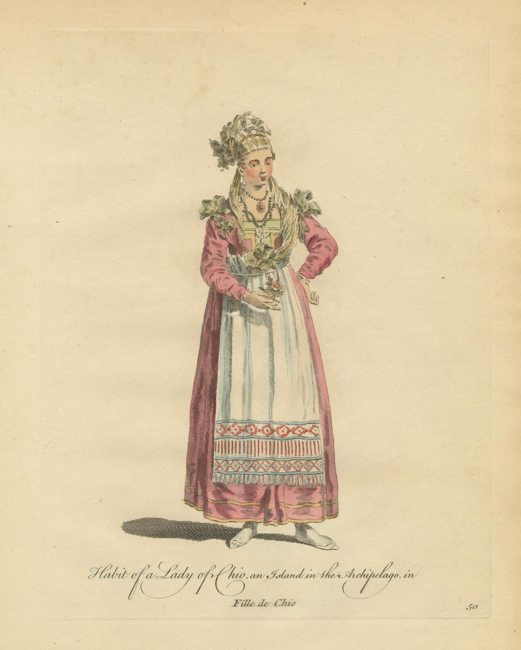 Antique Costume Print Lady of Chio Greek Island Dress Jefferys, 1749