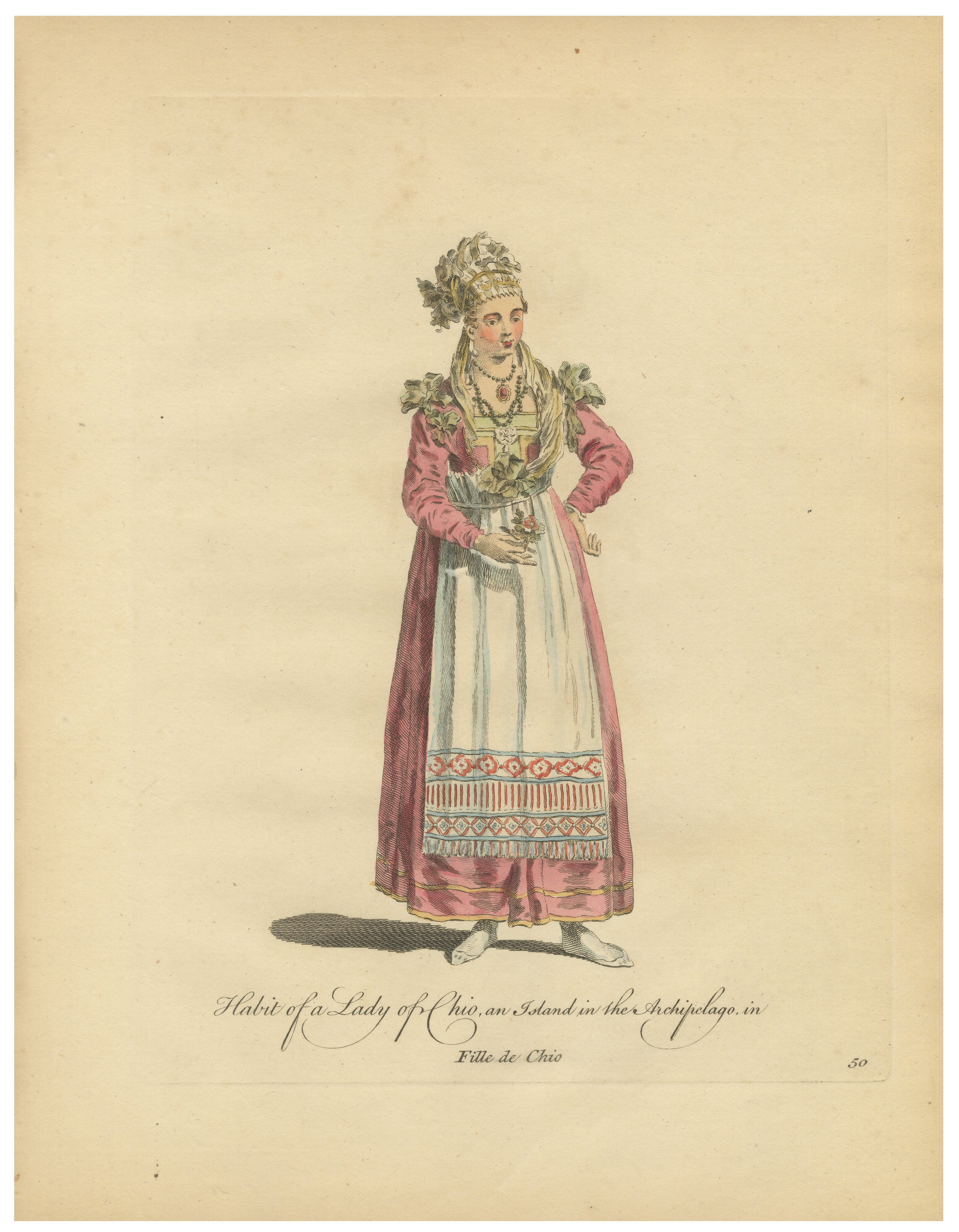 Costume antique Impression Lady of Chio Greek Island Dress Jefferys, 1749