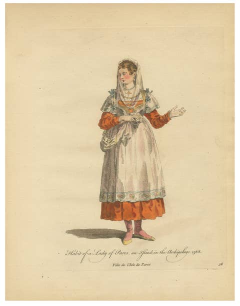 Antique Costume Print Lady of Paros Traditional Dress Jefferys, 1749